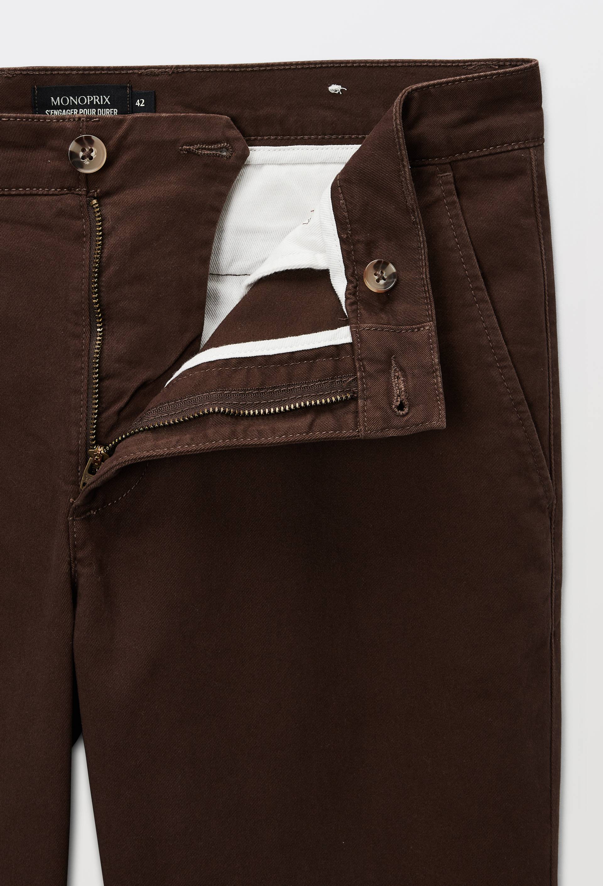 Pantalon chino straight en coton BIO GOTS, Brun, large image number 3.0