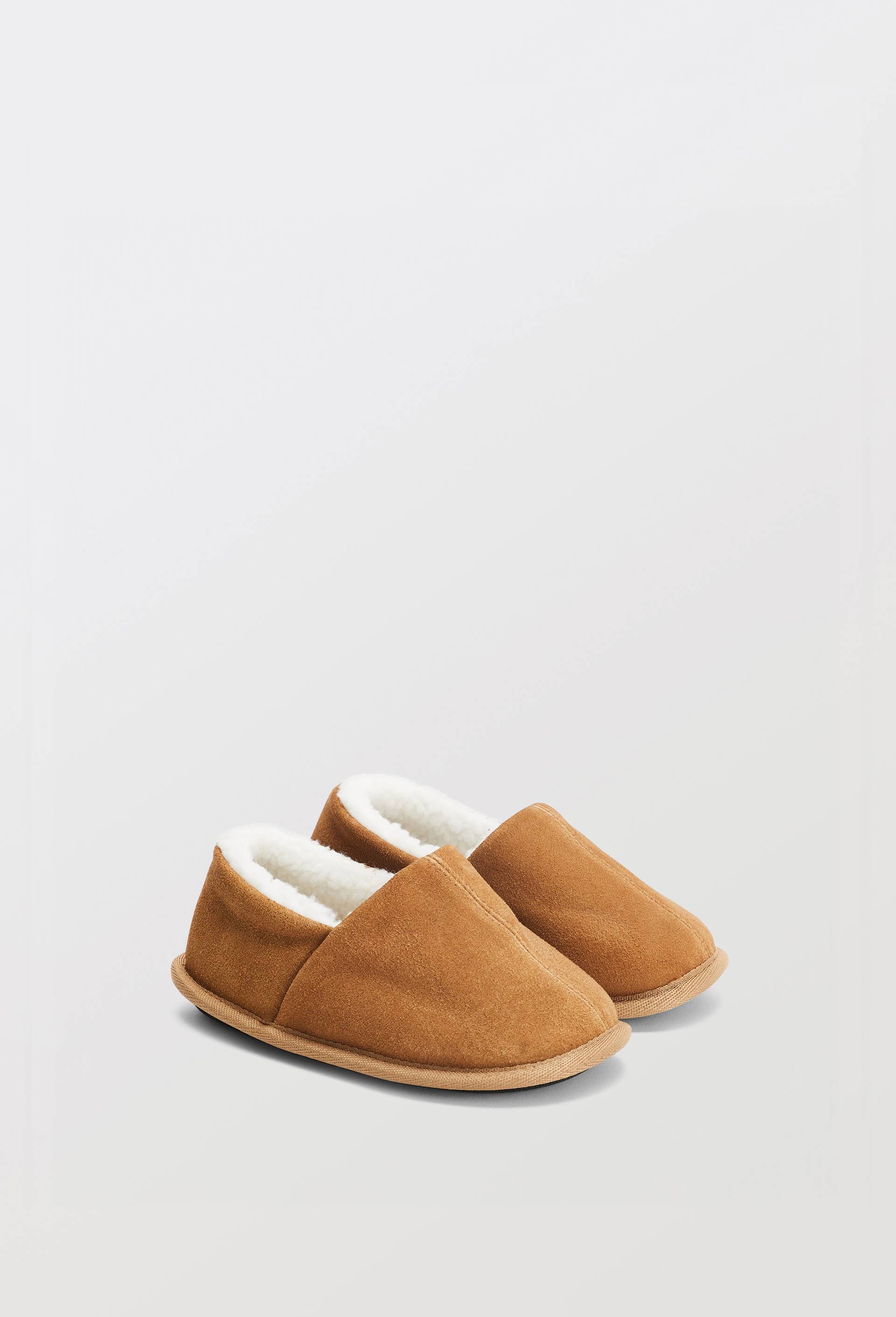 Chaussons en cuir fourr&eacute;s, Beige, large image number 0.0