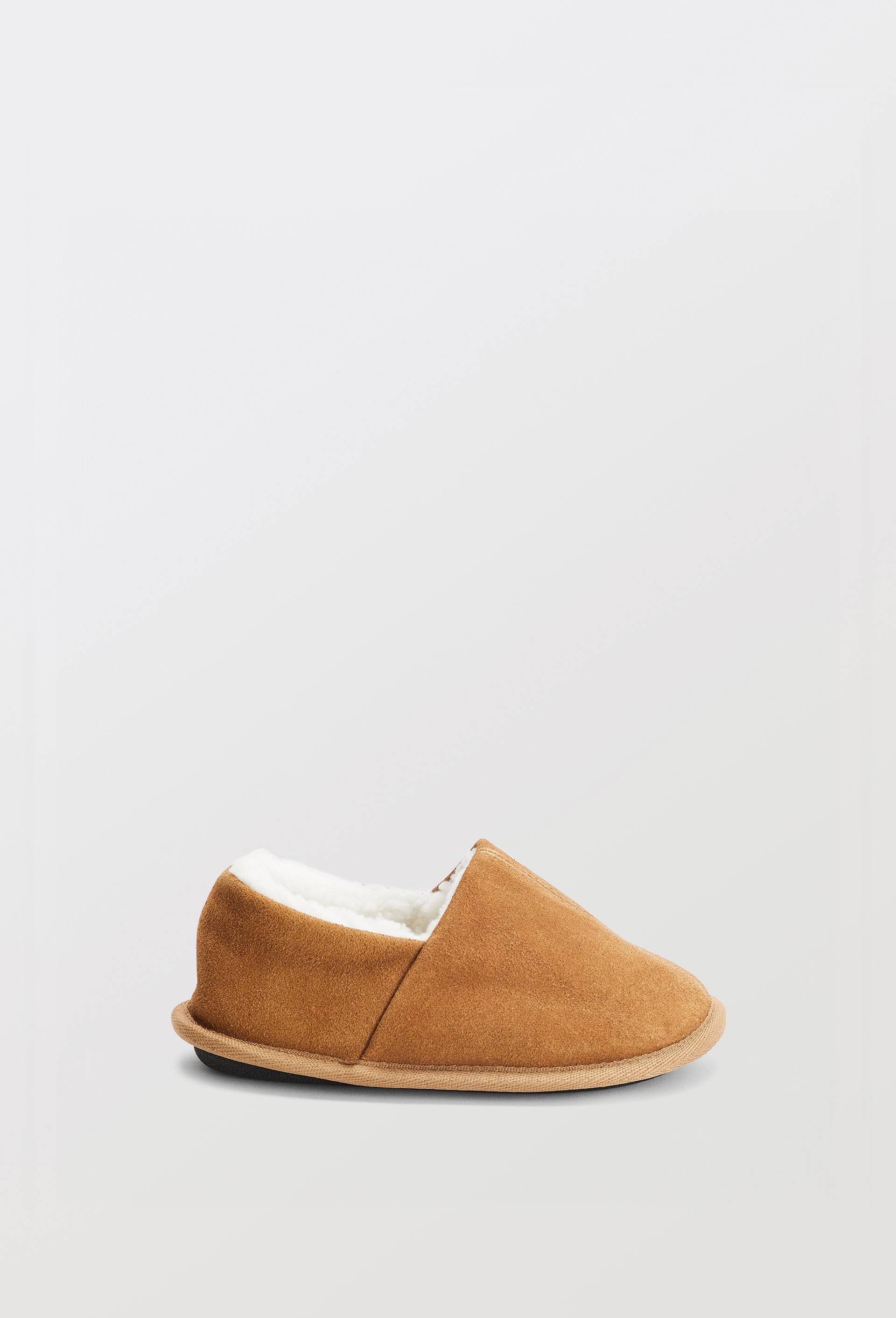 Chaussons en cuir fourr&eacute;s, Beige, large image number 1