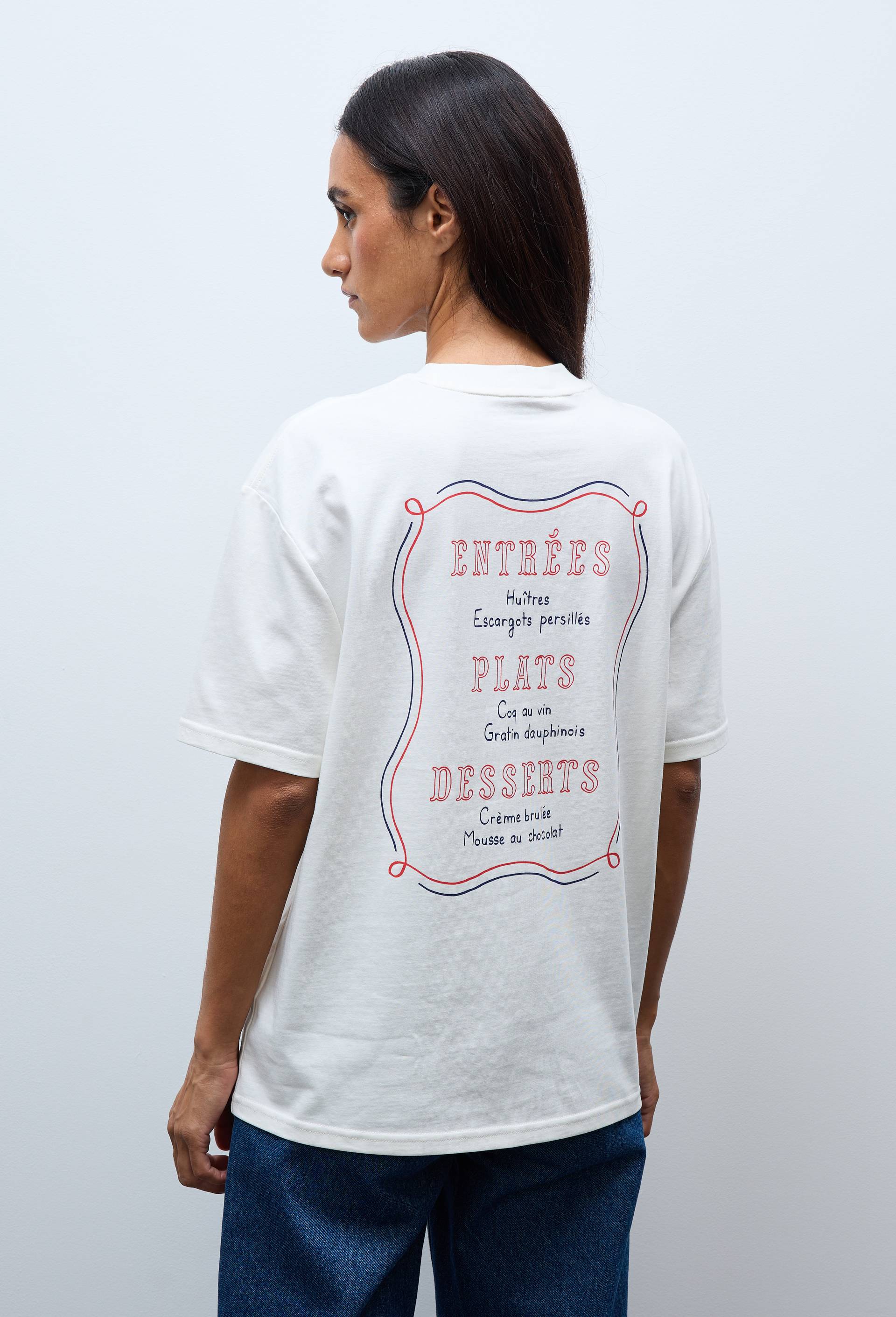 T-shirt manches courtes avec broderie et imprim&eacute; en coton BIO GOTS, Ecru, large image number 1.0