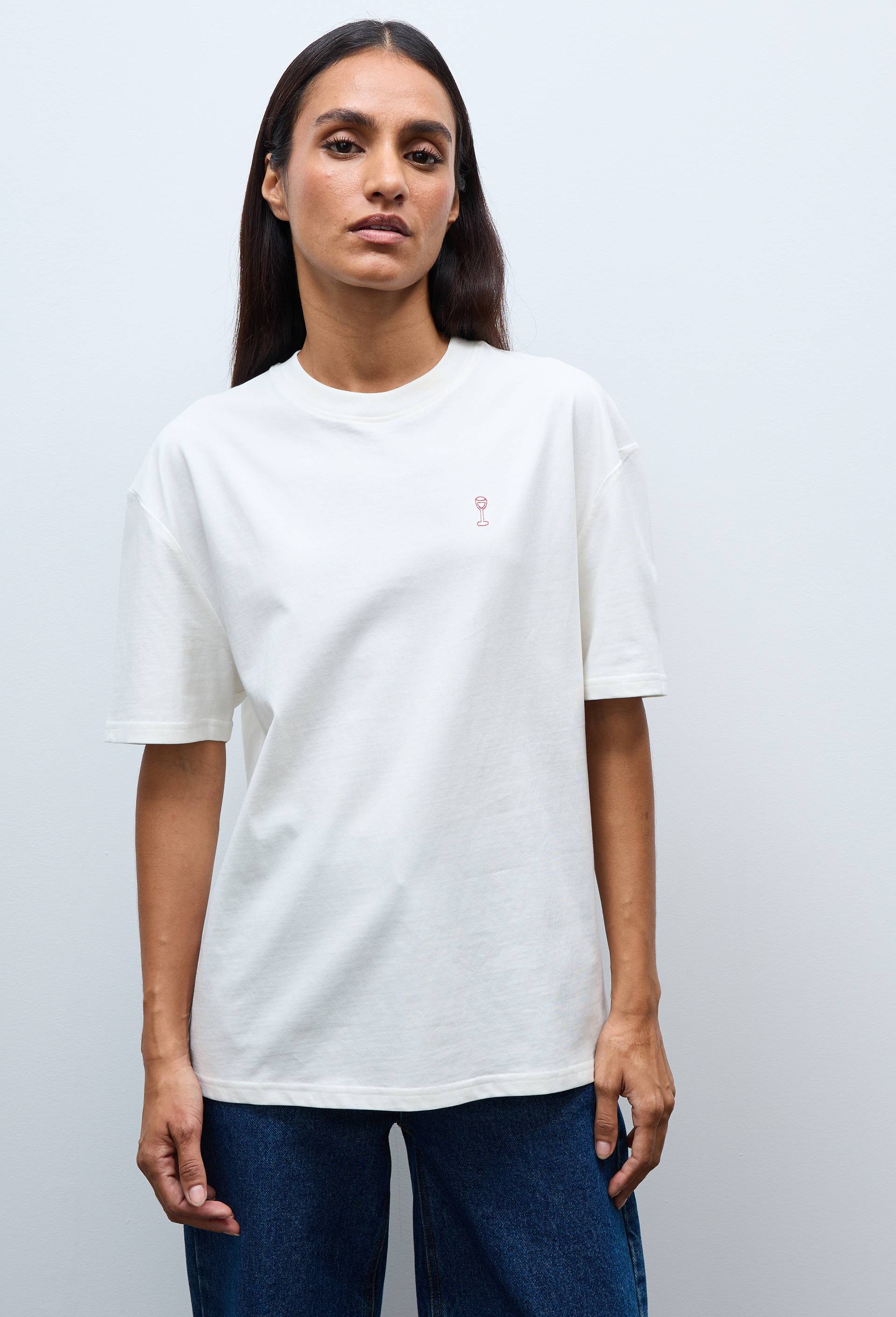 T-shirt manches courtes avec broderie et imprim&eacute; en coton BIO GOTS, Ecru, large image number 0.0