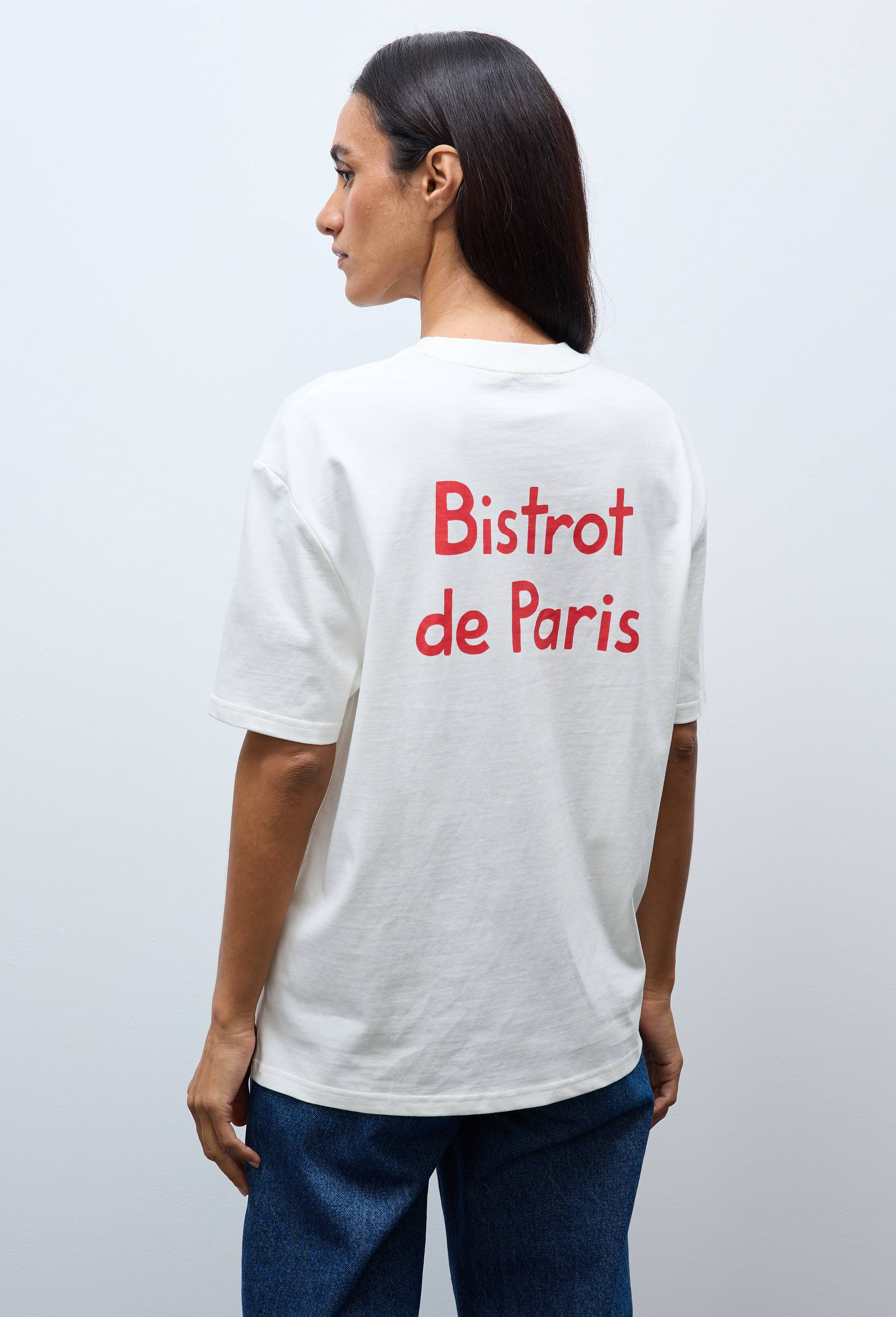 T-shirt manches courtes avec broderie et imprim&eacute; en coton BIO GOTS, Ecru, large image number 2.0