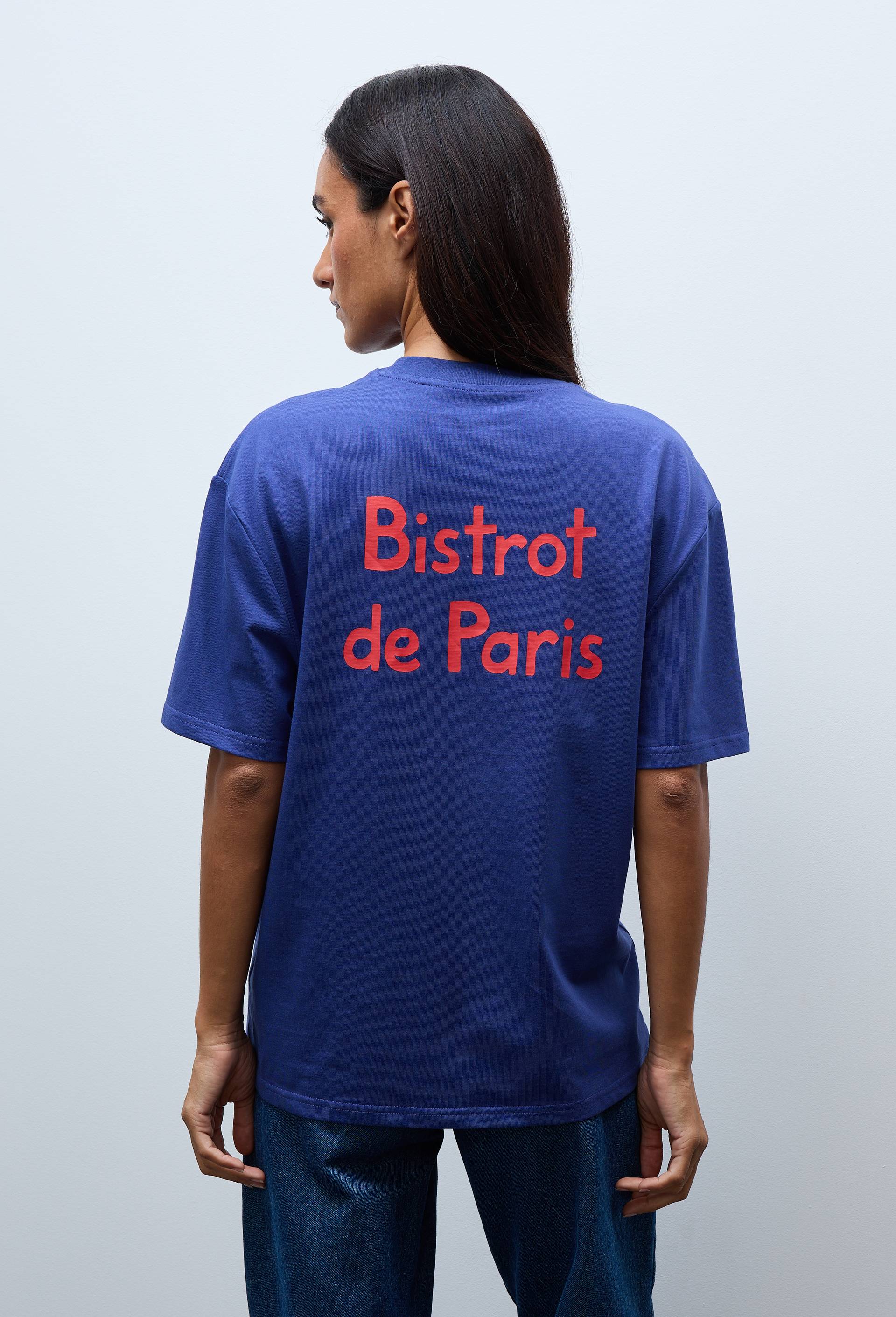 T-shirt manches courtes avec broderie et imprim&eacute; en coton BIO GOTS, Bleu fonc&eacute;, large image number 2.0