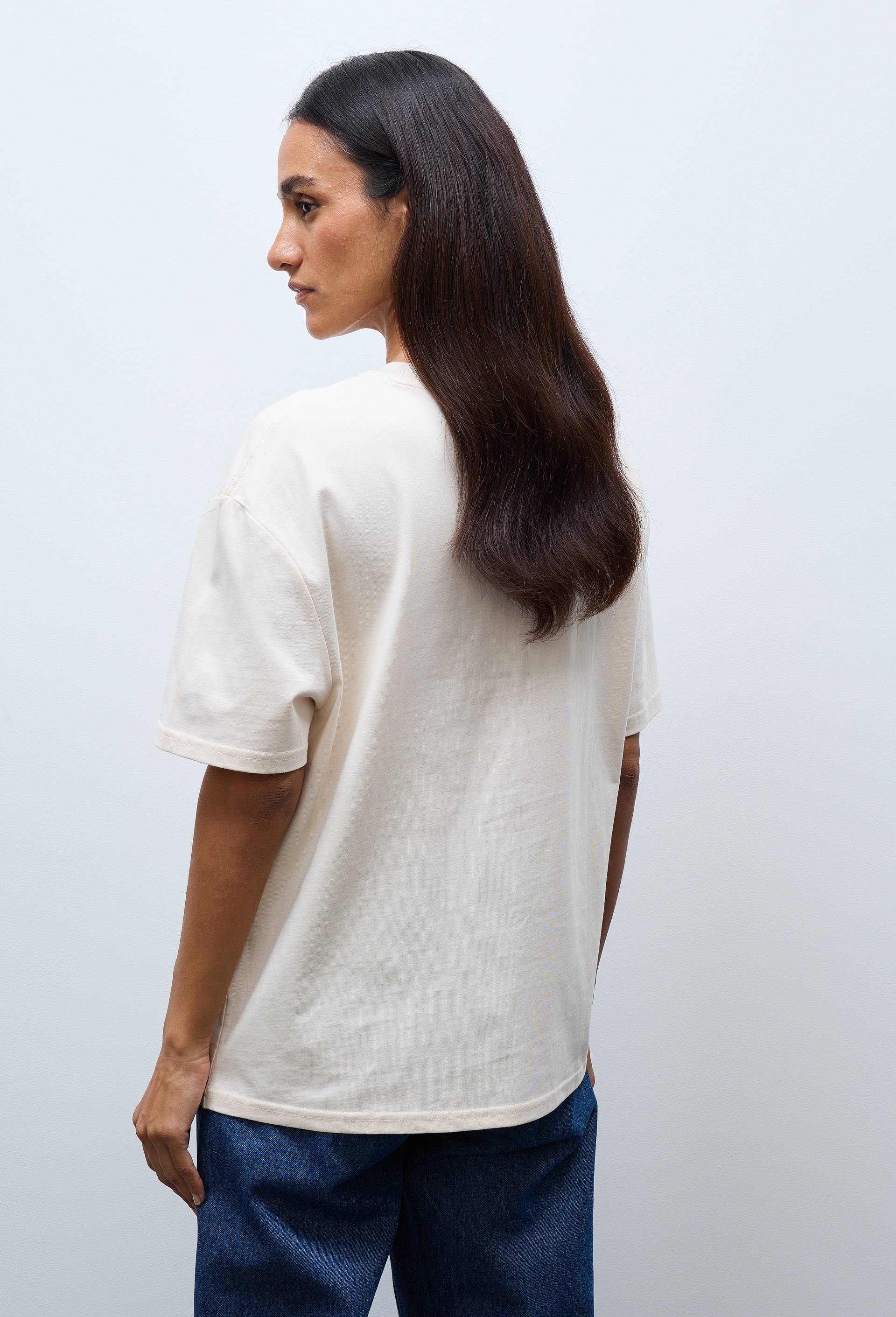 T-shirt manches courtes avec broderie et imprim&eacute; en coton BIO GOTS, Beige clair, large image number 1