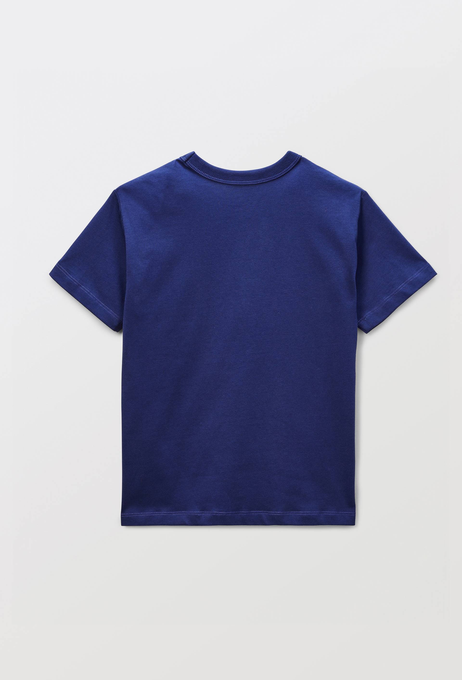 T-shirt manches courtes avec imprim&eacute; en coton BIO GOTS, Bleu fonc&eacute;, large image number 1.0