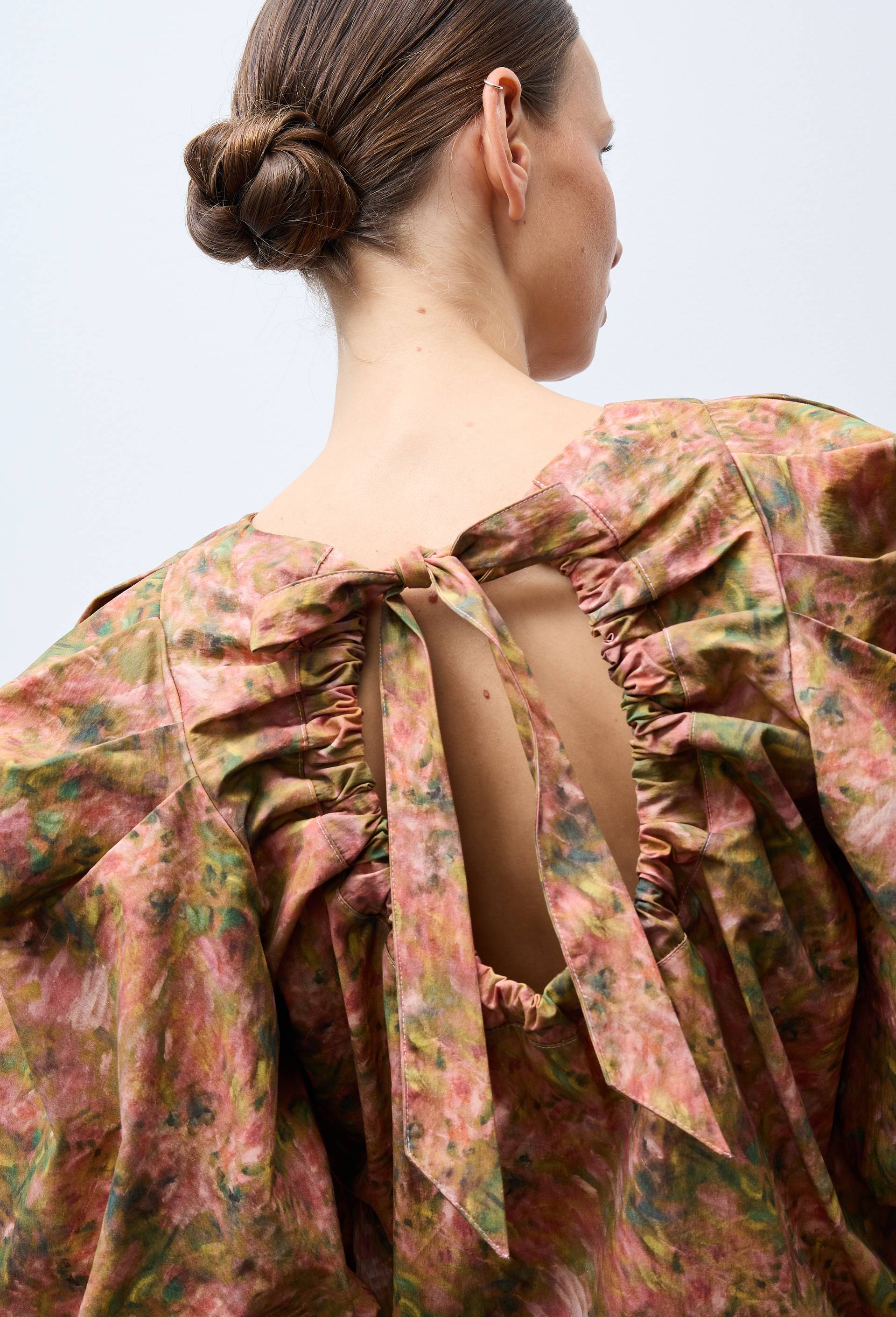 Blouse avec manches bouffantes &agrave; motif floral contenant du coton, OEKOTEX - MUS&Eacute;E D'ORSAY x MONOPRIX, Rose, large image number 3