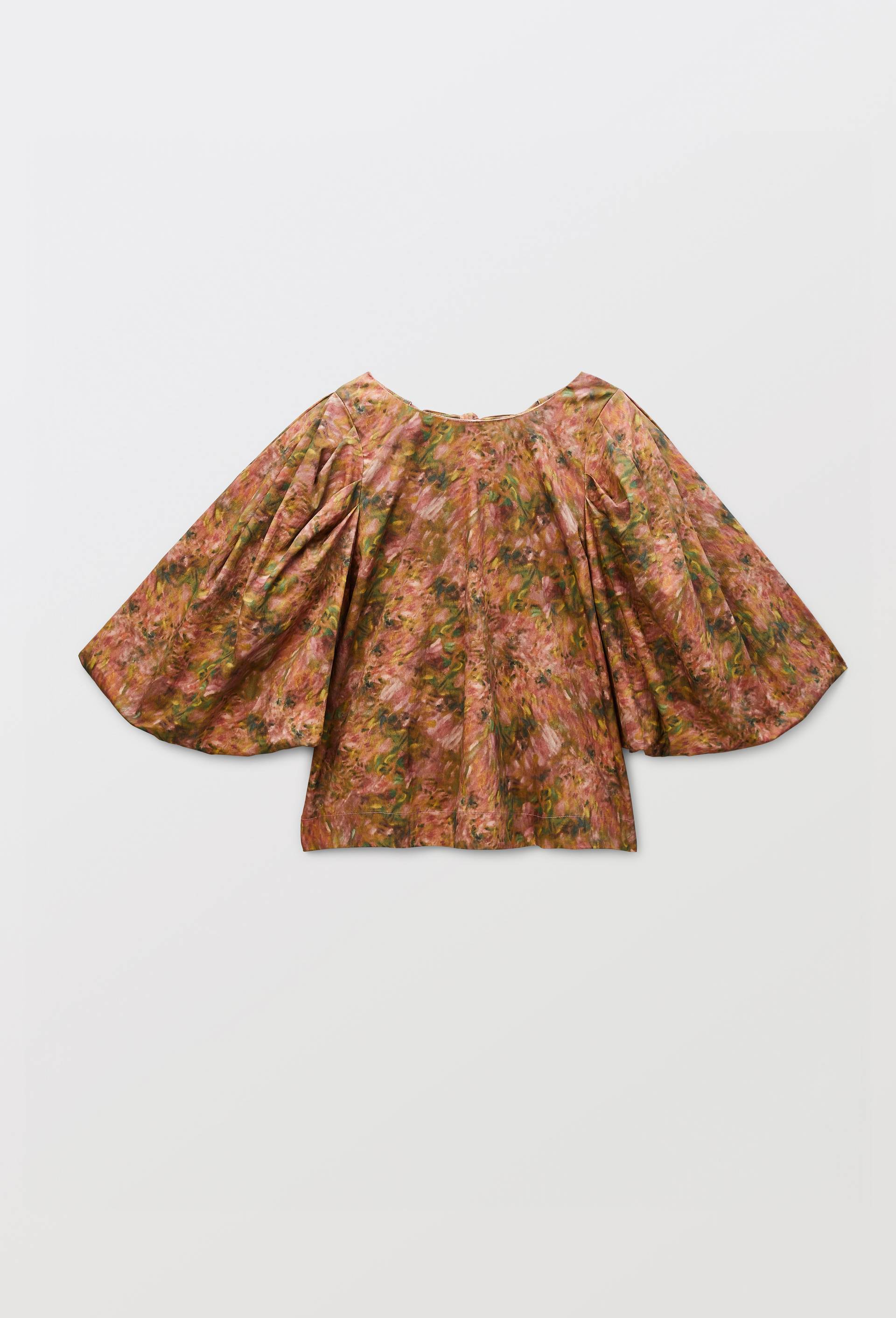 Blouse avec manches bouffantes &agrave; motif floral contenant du coton, OEKOTEX - MUS&Eacute;E D'ORSAY x MONOPRIX, Rose, large image number 5.0