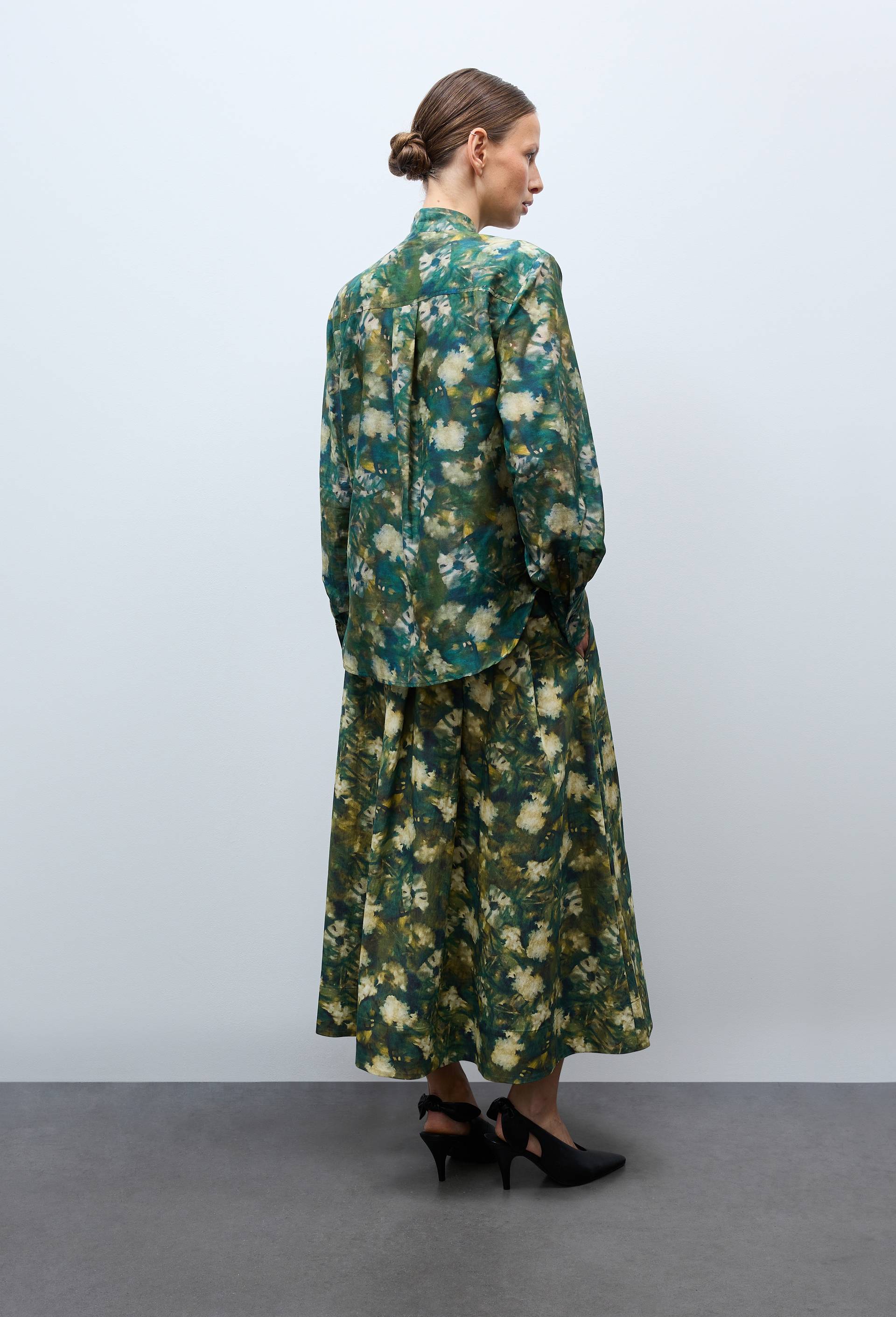 Jupe longue &agrave; motif floral contenant du coton, OEKOTEX - MUS&Eacute;E D'ORSAY x MONOPRIX, Vert, large image number 2.0
