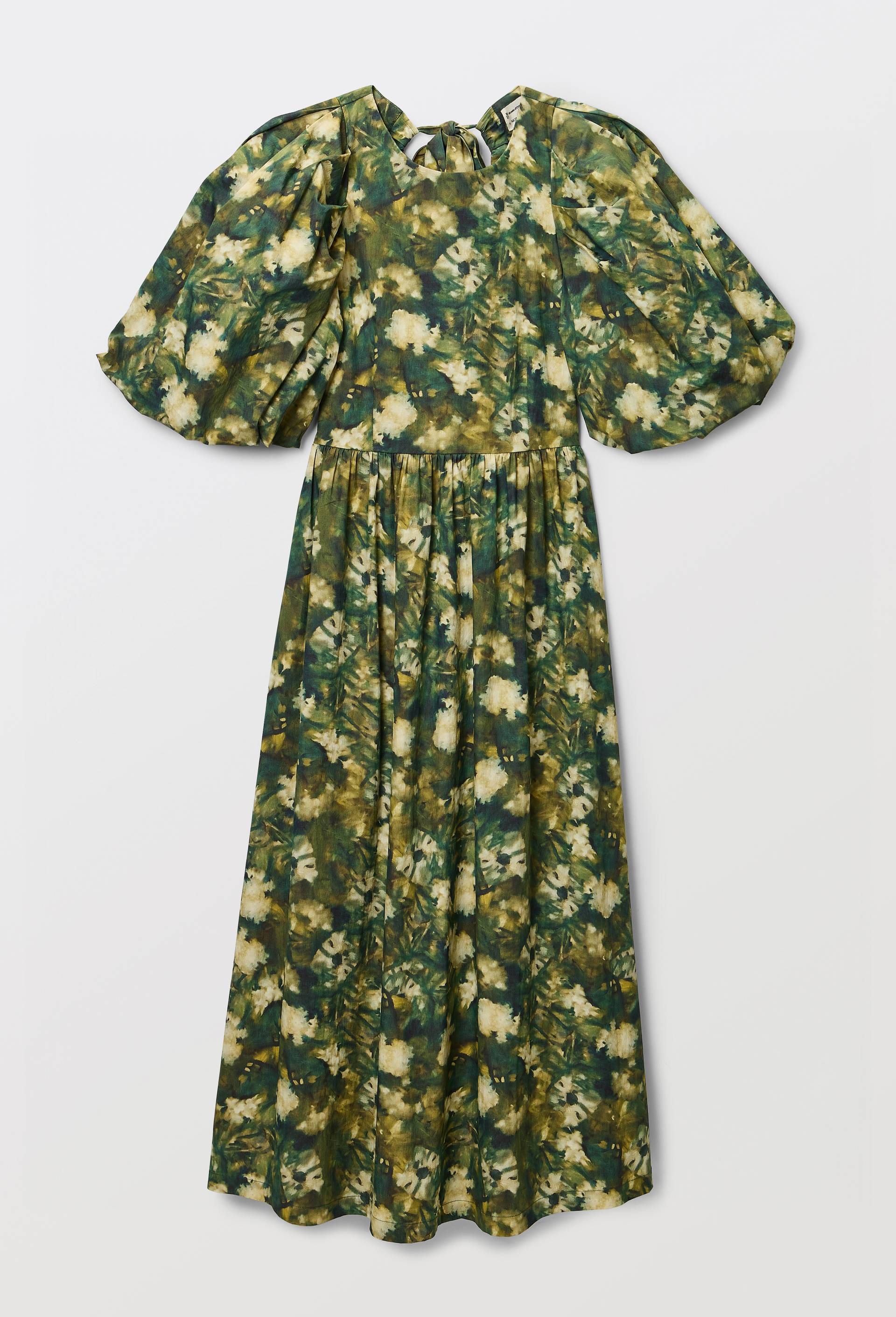Robe avec manches bouffantes &agrave; imprim&eacute; floral contenant du coton, OEKOTEX - MUS&Eacute;E D'ORSAY x MONOPRIX, Vert, large image number 5.0