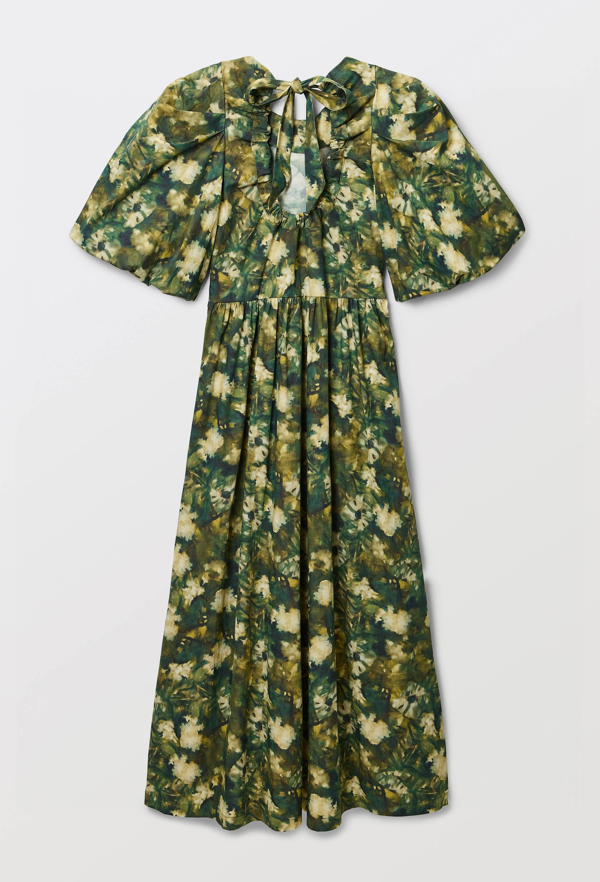 Robe avec manches bouffantes &agrave; imprim&eacute; floral contenant du coton, OEKOTEX - MUS&Eacute;E D'ORSAY x MONOPRIX, Vert, large image number 6