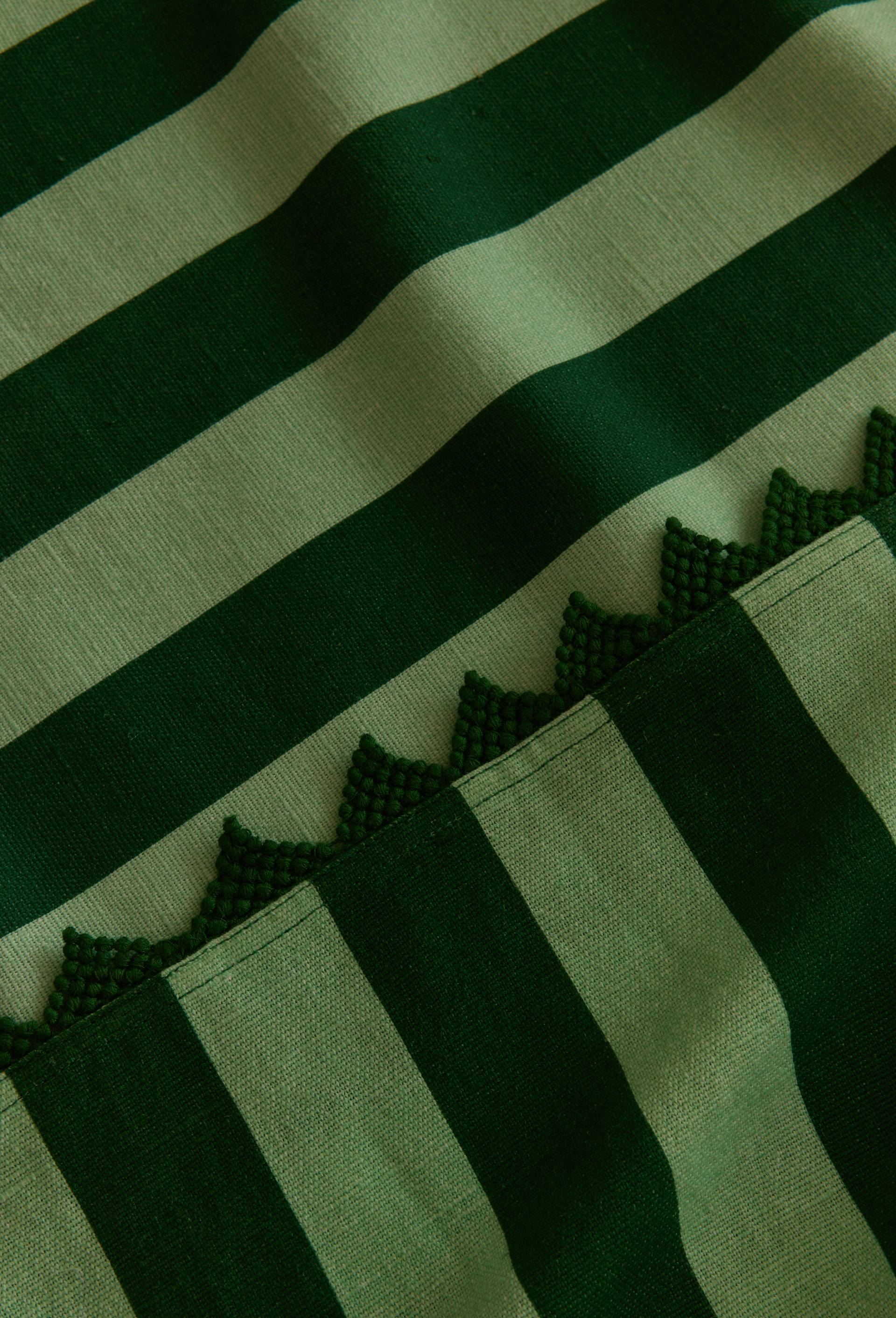 Nappe &agrave; rayures 175x250 en coton lin - MESTIZ x MONOPRIX, Vert fonc&eacute;, large image number 1