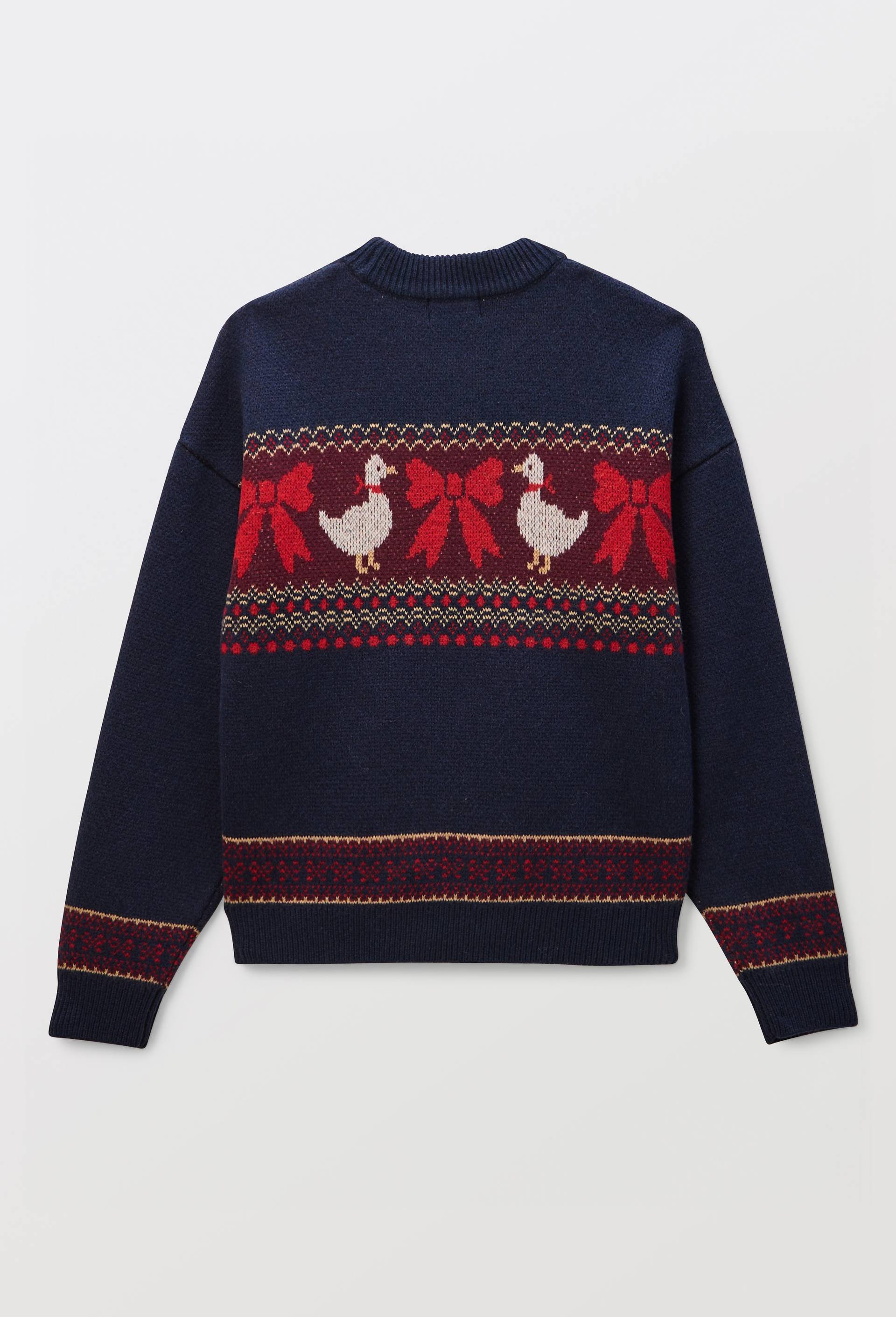 Pull manches longues en jacquard en laine, Bleu fonc&eacute;, large image number 3