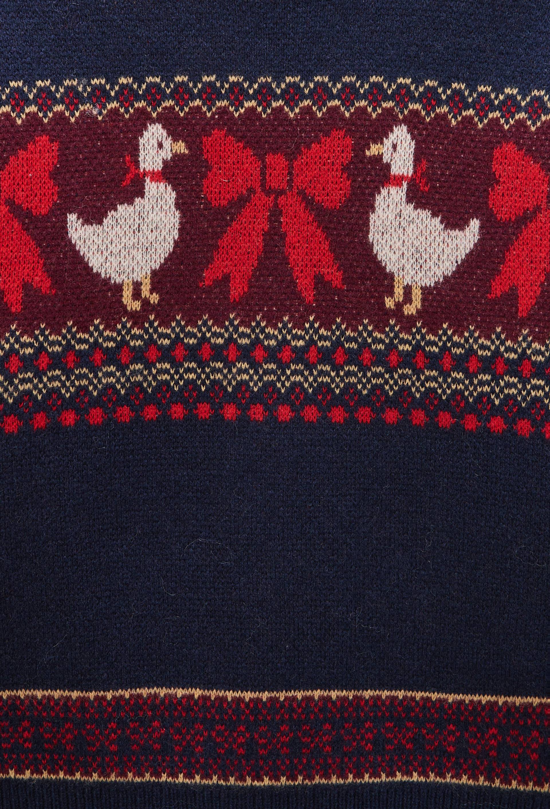 Pull manches longues en jacquard en laine, Bleu fonc&eacute;, large image number 4