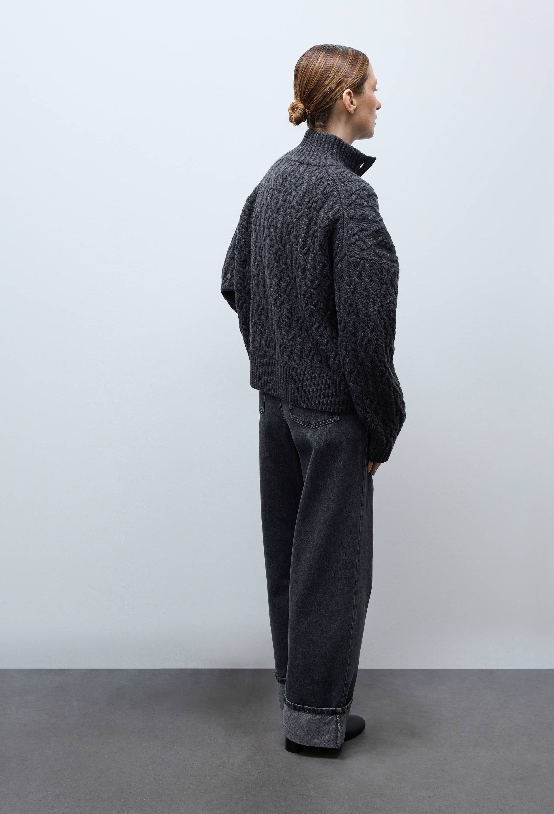 Jean large droit en coton, Gris fonc&eacute;, large image number 1