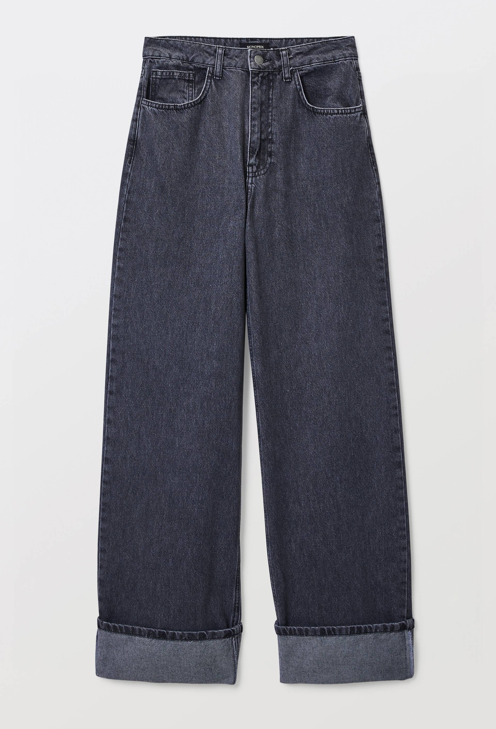 Jean large droit en coton, Gris fonc&eacute;, large image number 2.0