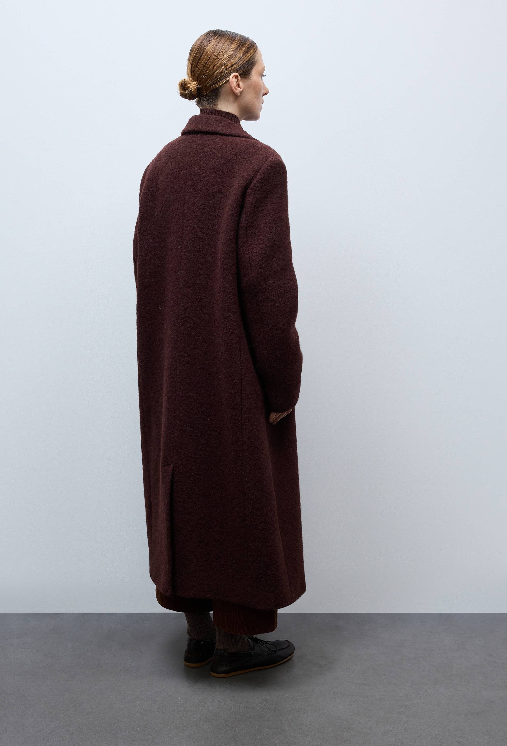 Manteau uni double boutonnage contenant de la laine, Brun, large image number 2.0