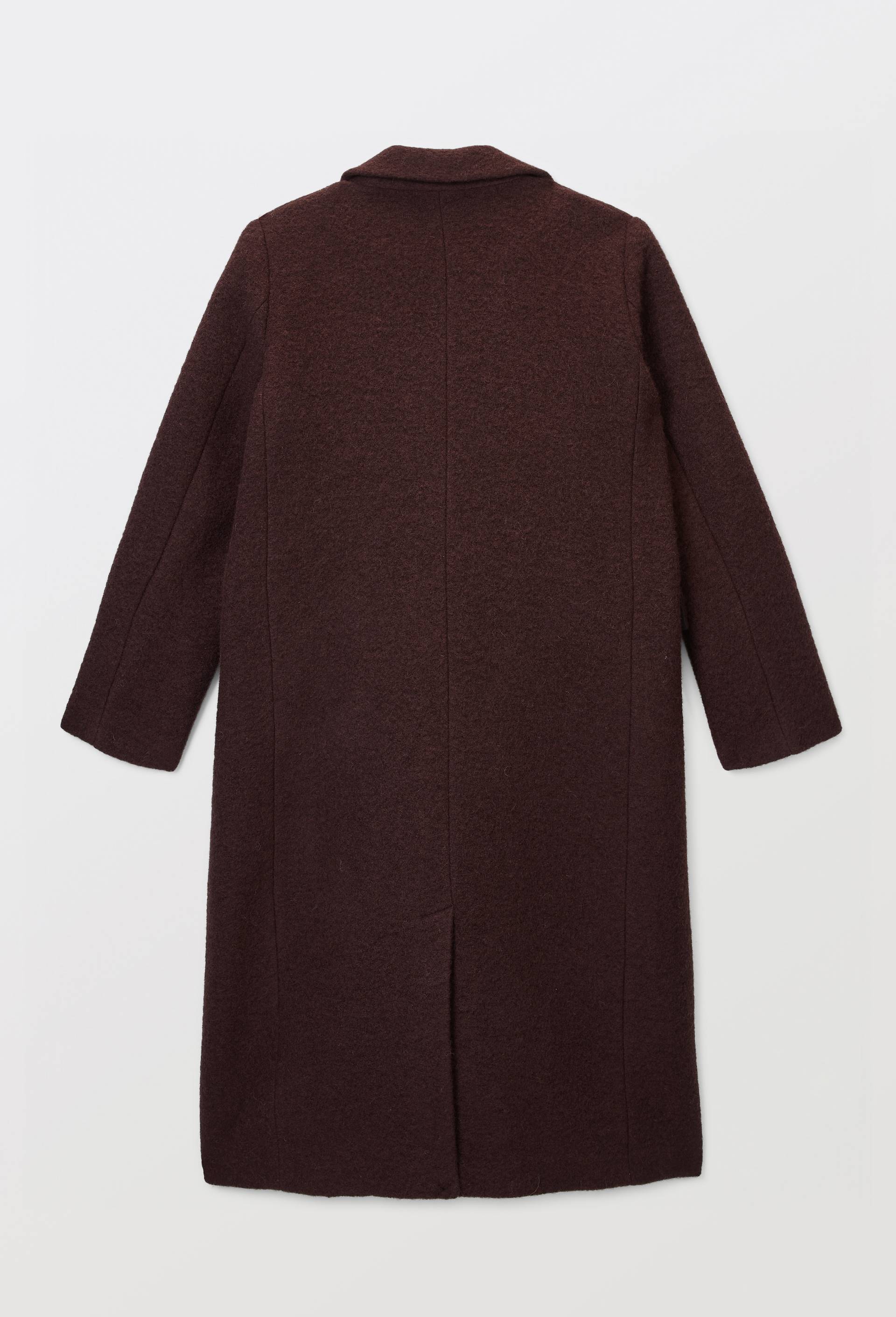 Manteau uni double boutonnage contenant de la laine, Brun, large image number 4