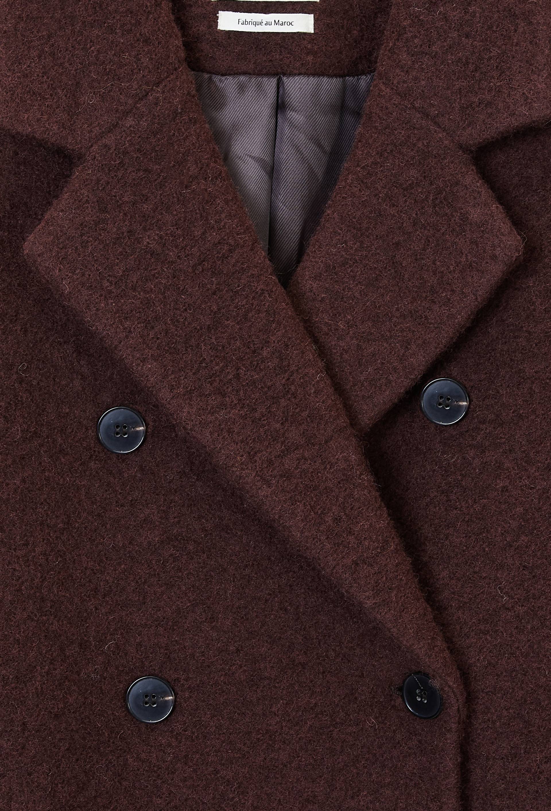 Manteau uni double boutonnage contenant de la laine, Brun, large image number 5