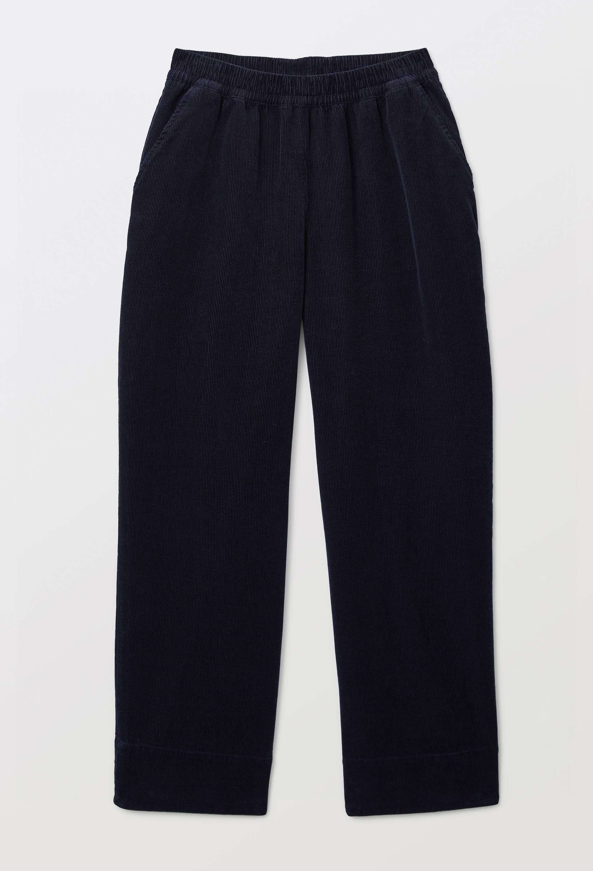 Pantalon large en velours taille &eacute;lastiqu&eacute;e, Bleu fonc&eacute;, large image number 2