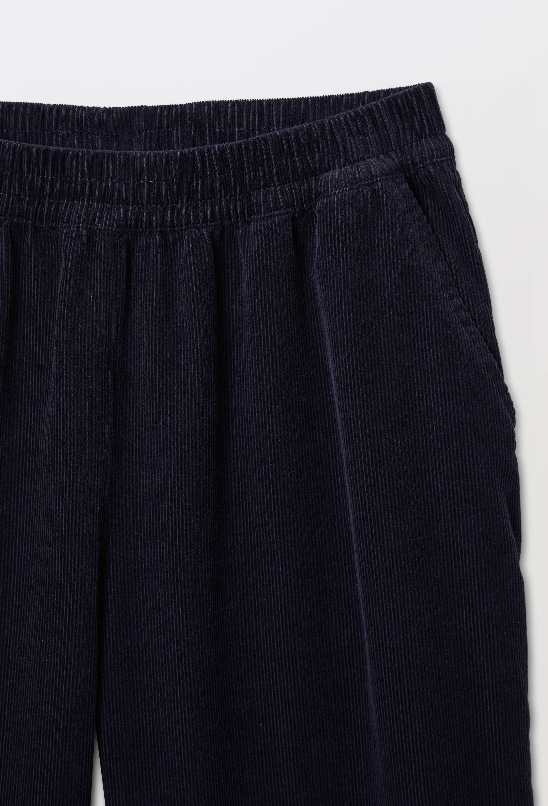 Pantalon large en velours taille &eacute;lastiqu&eacute;e, Bleu fonc&eacute;, large image number 4