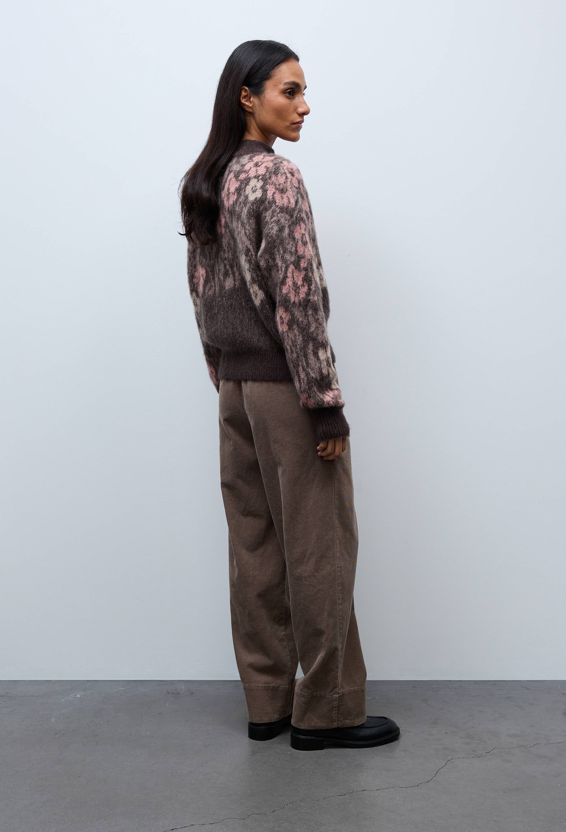 Pantalon large en velours taille &eacute;lastiqu&eacute;e, Brun, large image number 2