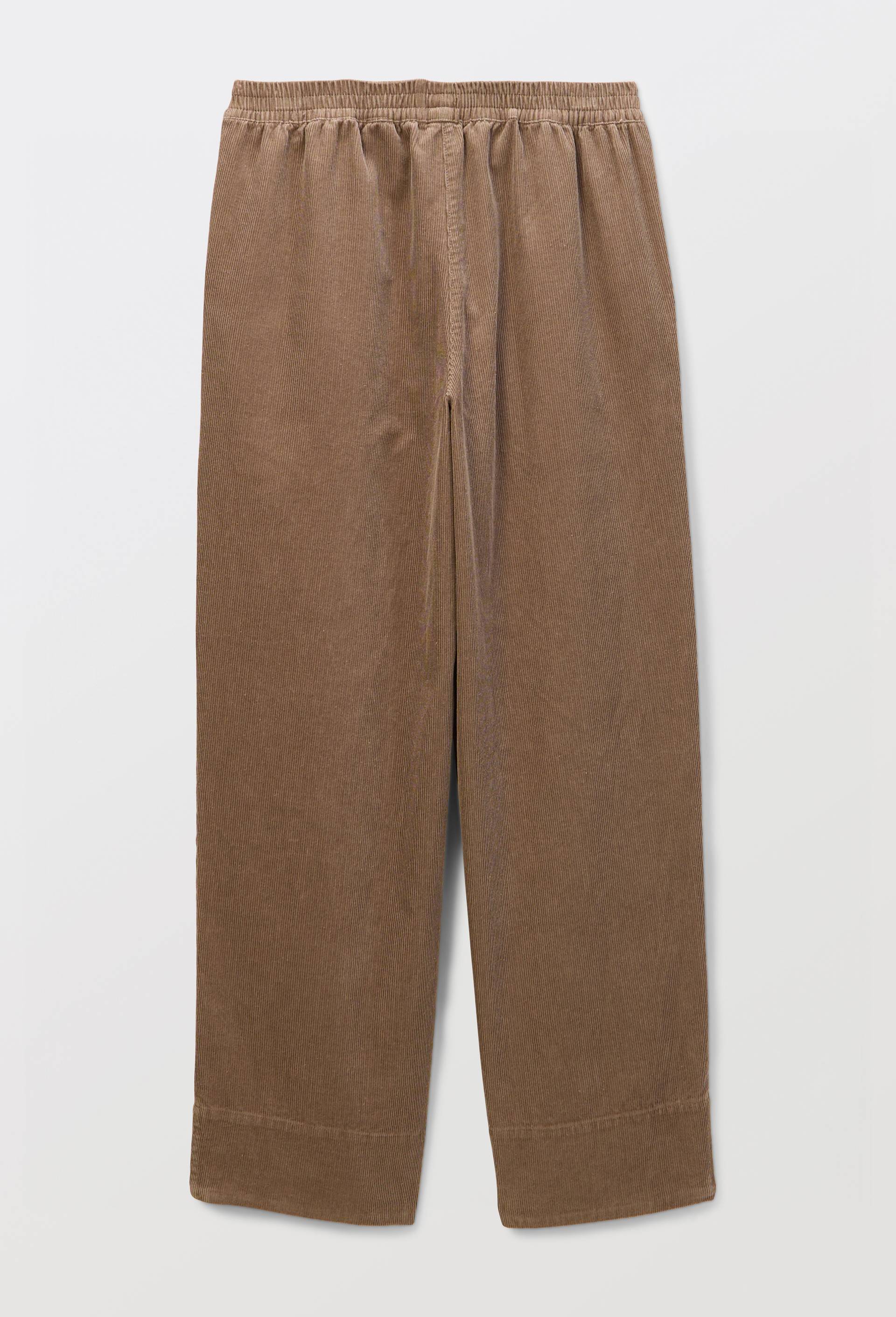 Pantalon large en velours taille &eacute;lastiqu&eacute;e, Brun, large image number 4