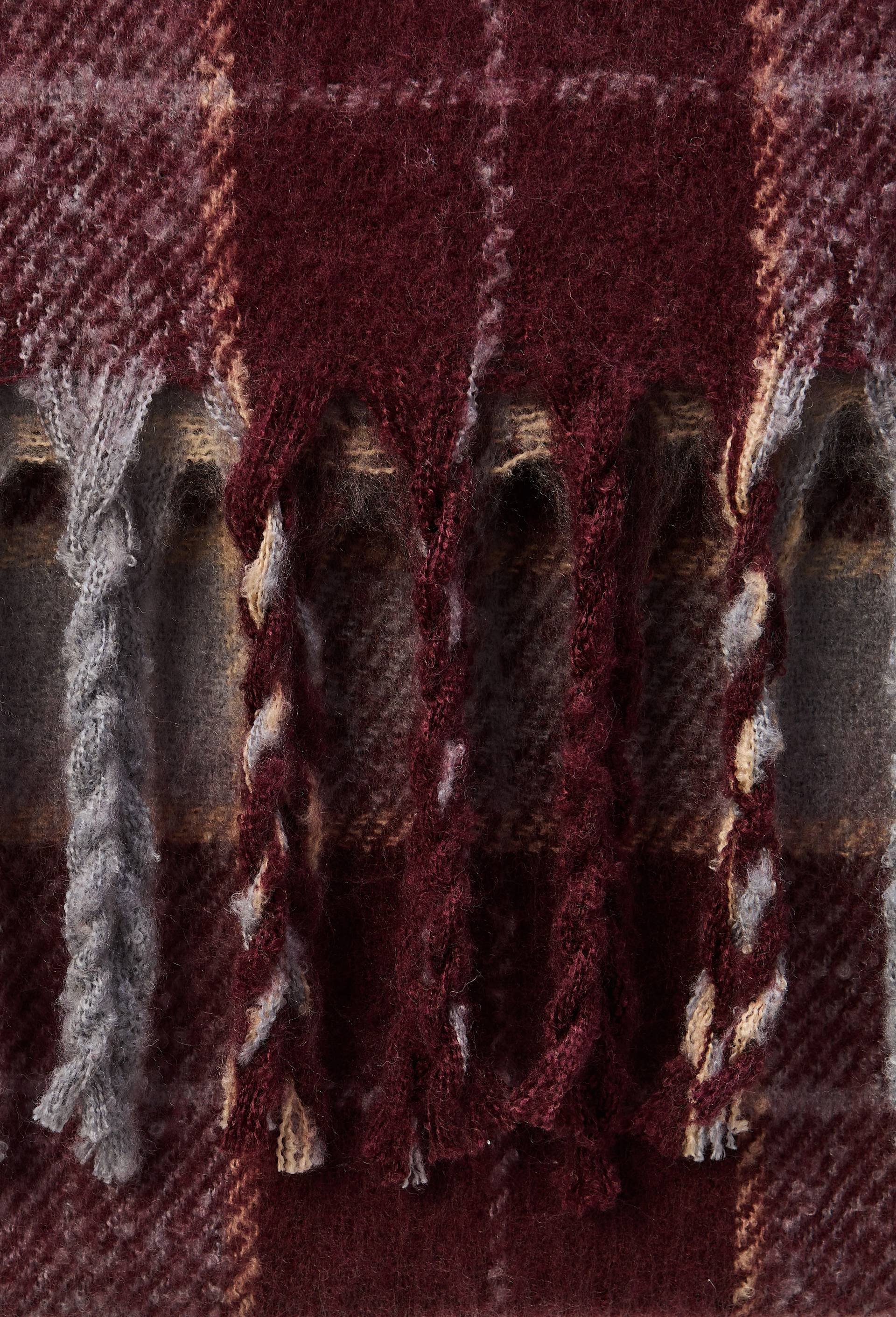 Echarpe &agrave; franges &agrave; carreaux, mati&egrave;re recycl&eacute;e, Rouge fonc&eacute;, large image number 1