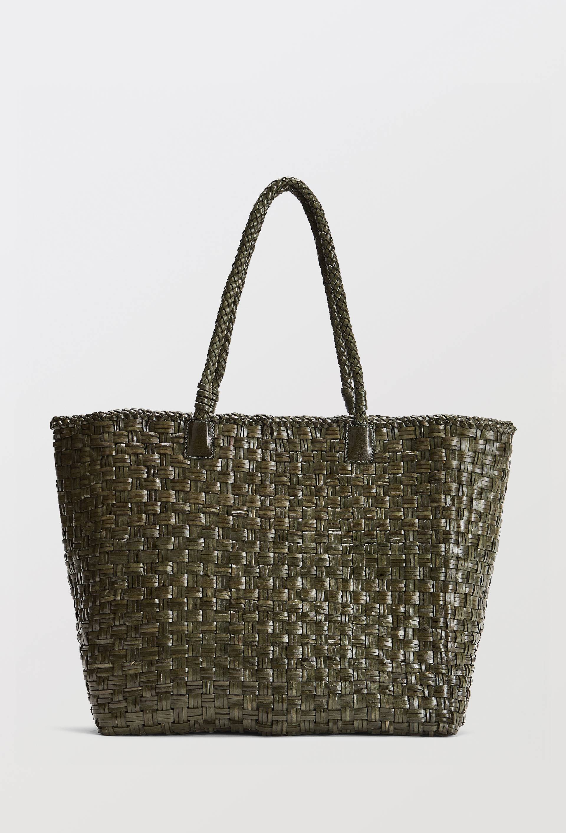 Sac cabas en cuir tress&eacute; - MUS&Eacute;E D'ORSAY x MONOPRIX, Vert fonc&eacute;, large image number 2