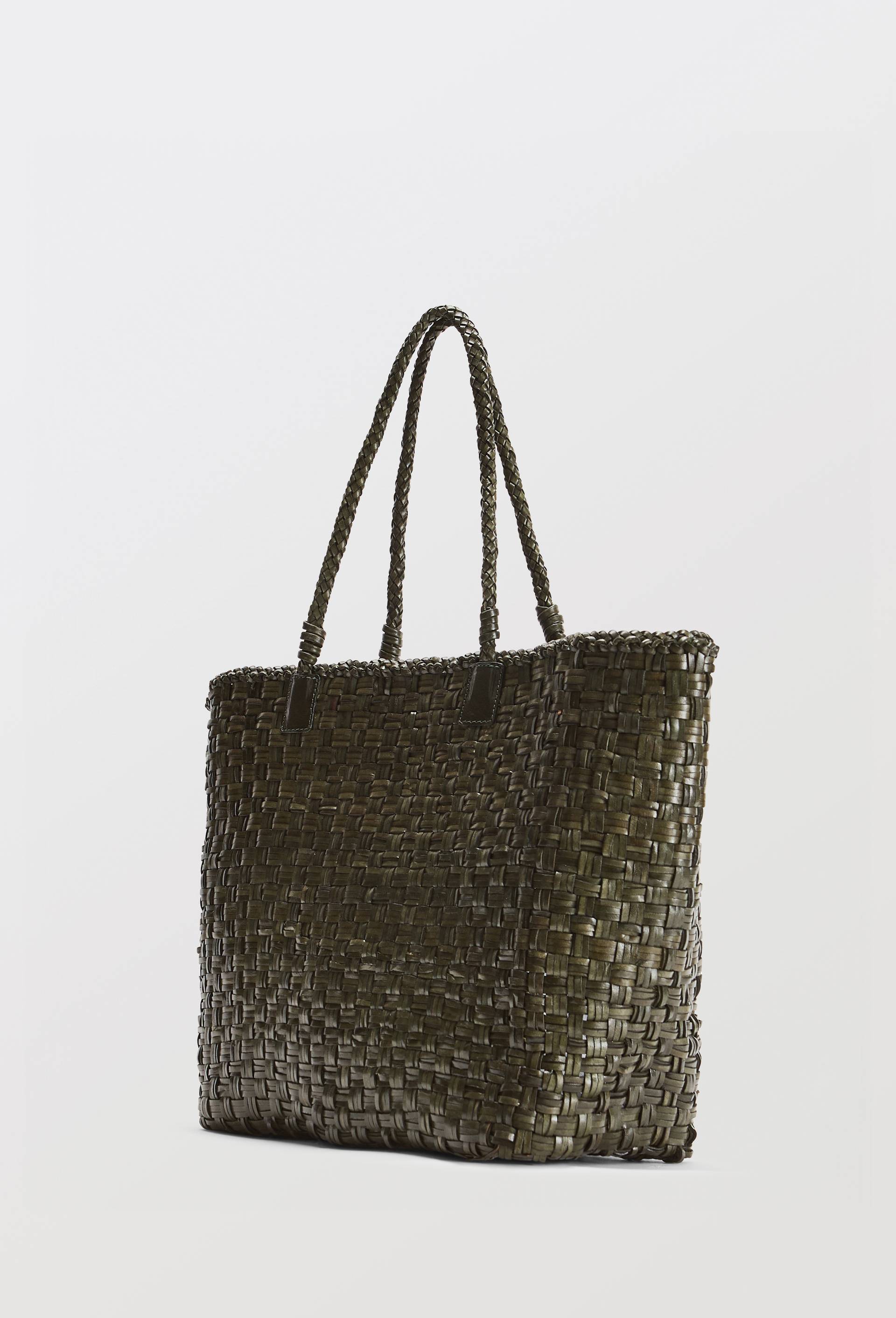 Sac cabas en cuir tress&eacute; - MUS&Eacute;E D'ORSAY x MONOPRIX, Vert fonc&eacute;, large image number 3