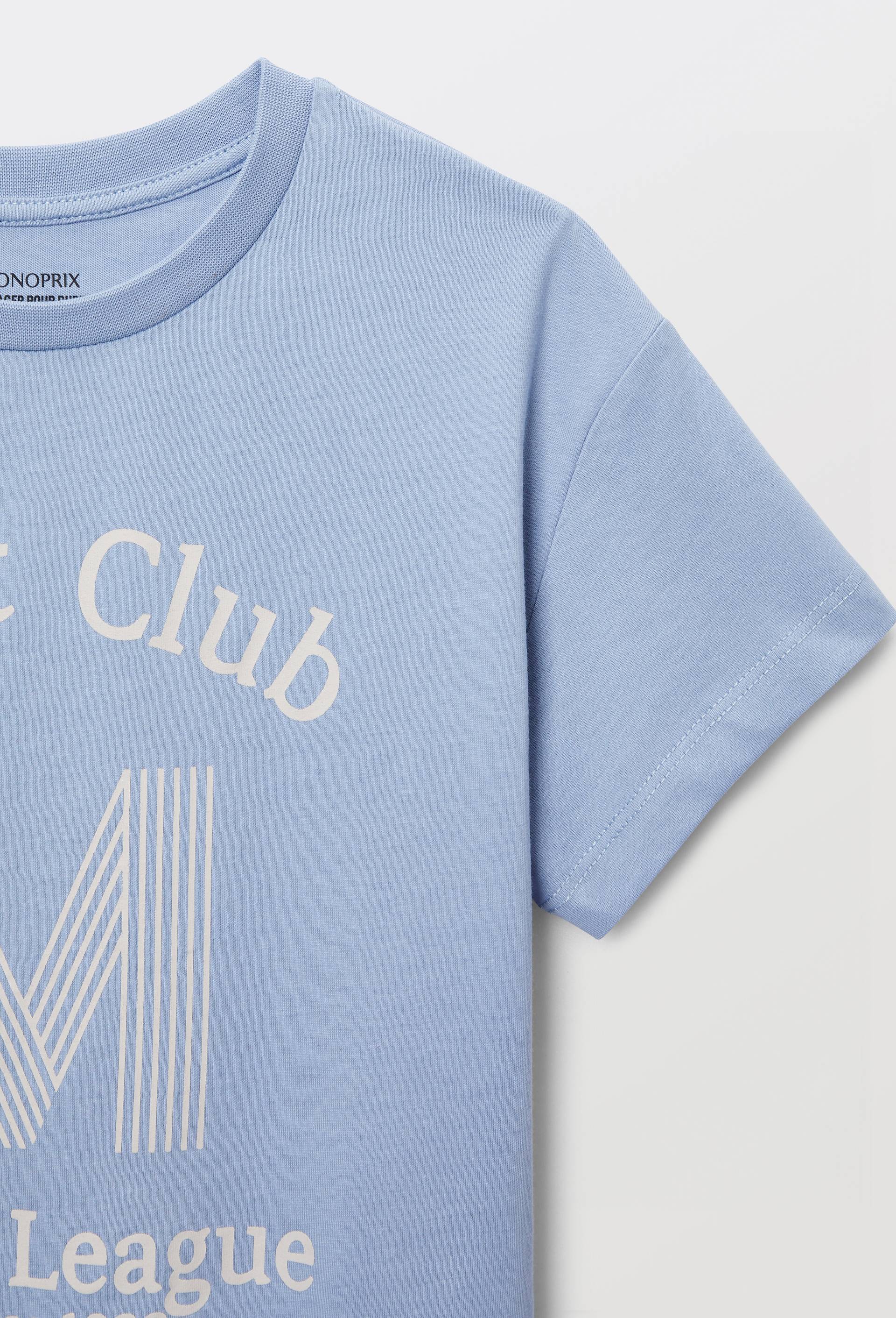 T-shirt sport manches courtes imprim&eacute; en coton, Bleu, large image number 2