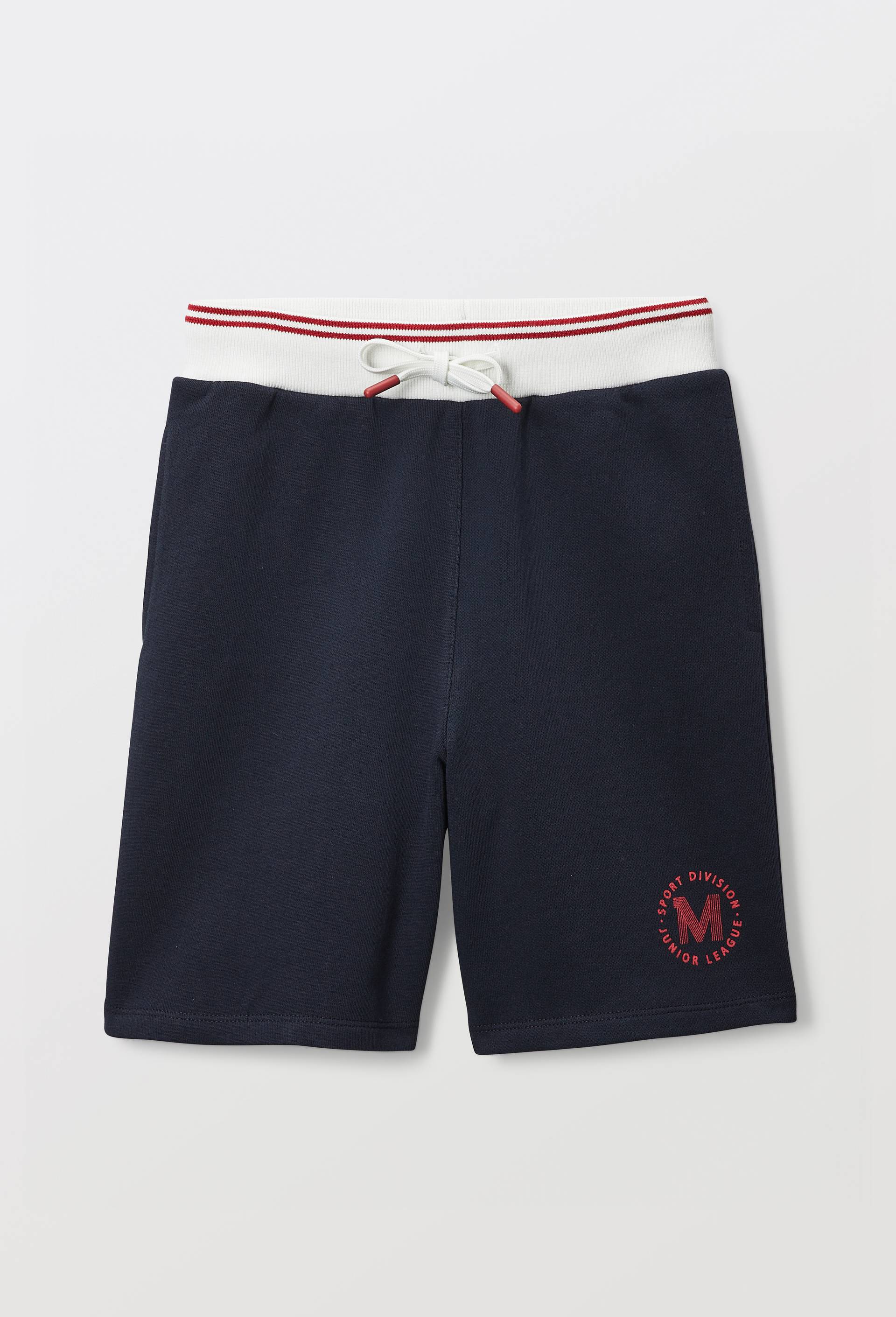 Short sport taille &eacute;lastiqu&eacute;e en coton, Bleu fonc&eacute;, large image number 0.0