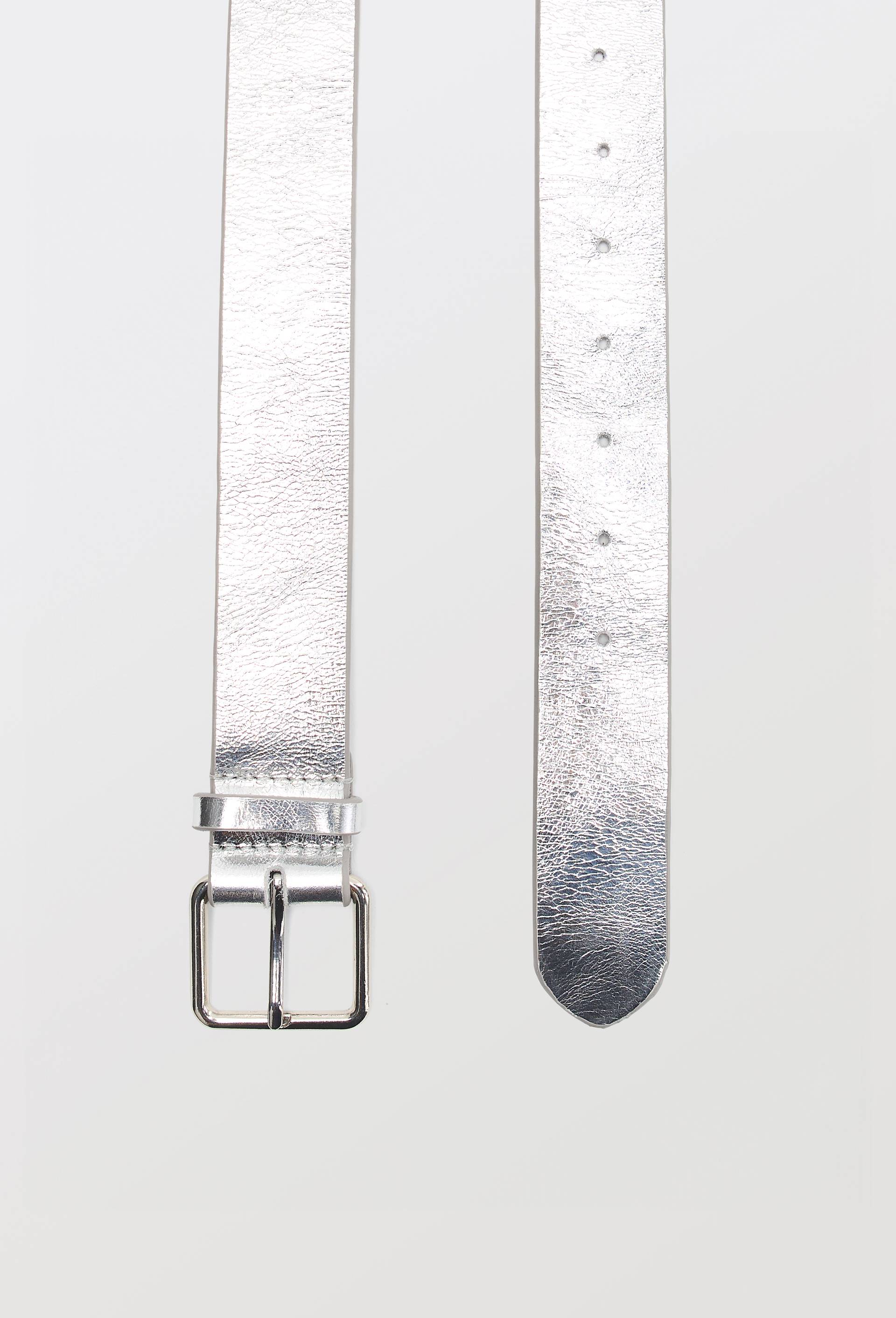 Ceinture en cuir 3,5cm metallis&eacute;, Argent, large image number 1.0