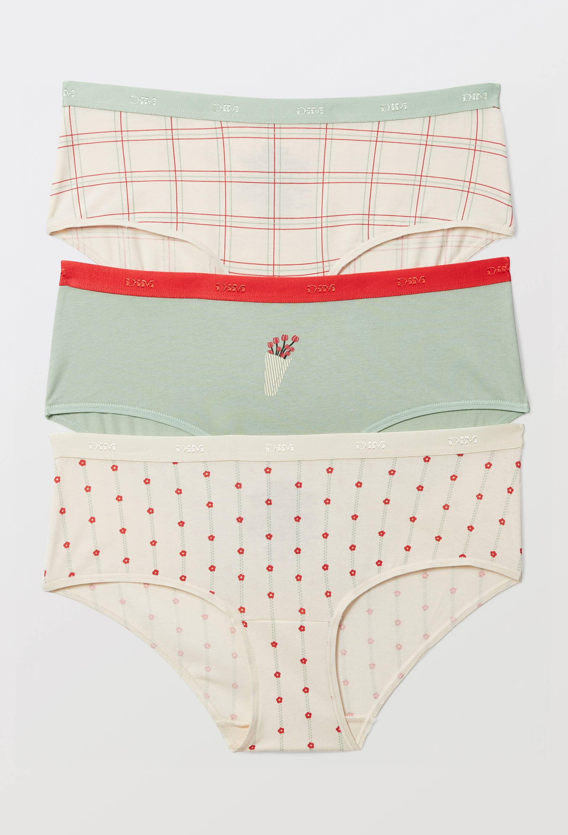 Lot de 3 boxers fantaisie en coton POCKET DIM, Vert clair, large image number 0.0