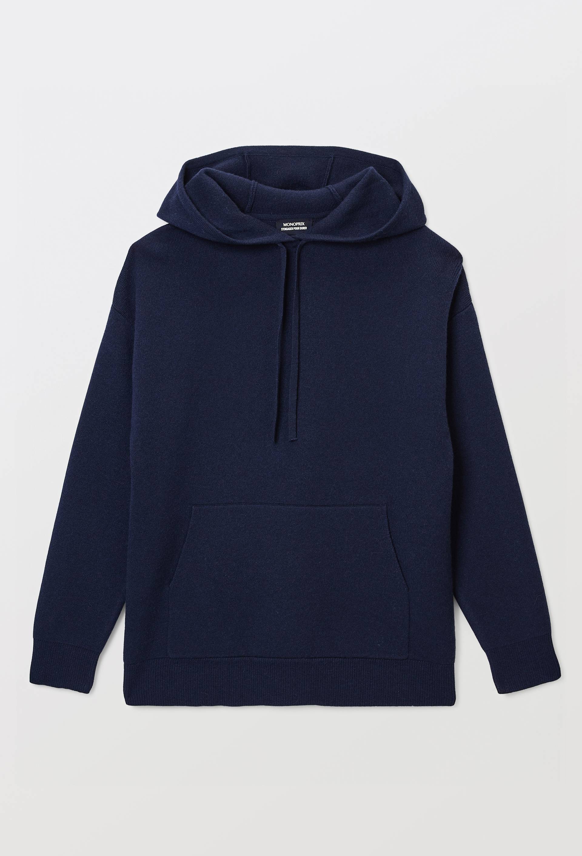 Pull &agrave; capuche en laine homewear, Bleu fonc&eacute;, large image number 2