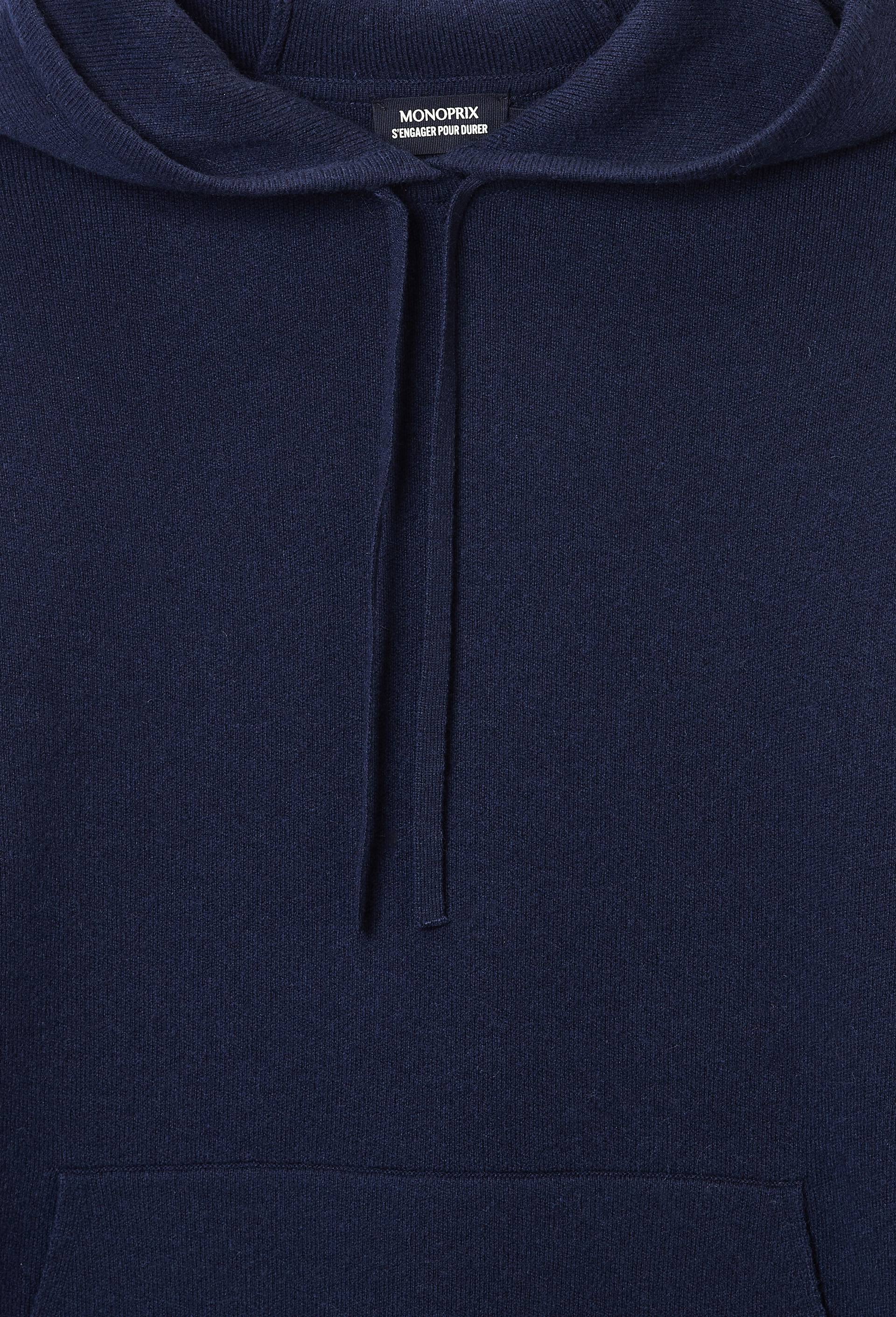 Pull &agrave; capuche en laine homewear, Bleu fonc&eacute;, large image number 4