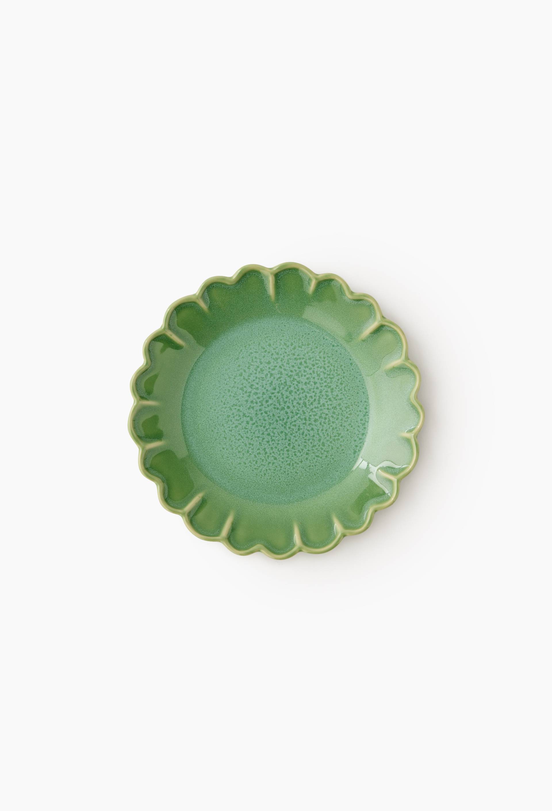 Assiette dessert fleur, 20cm, en c&eacute;ramique - MESTIZ x MONOPRIX, Vert, large image number 0