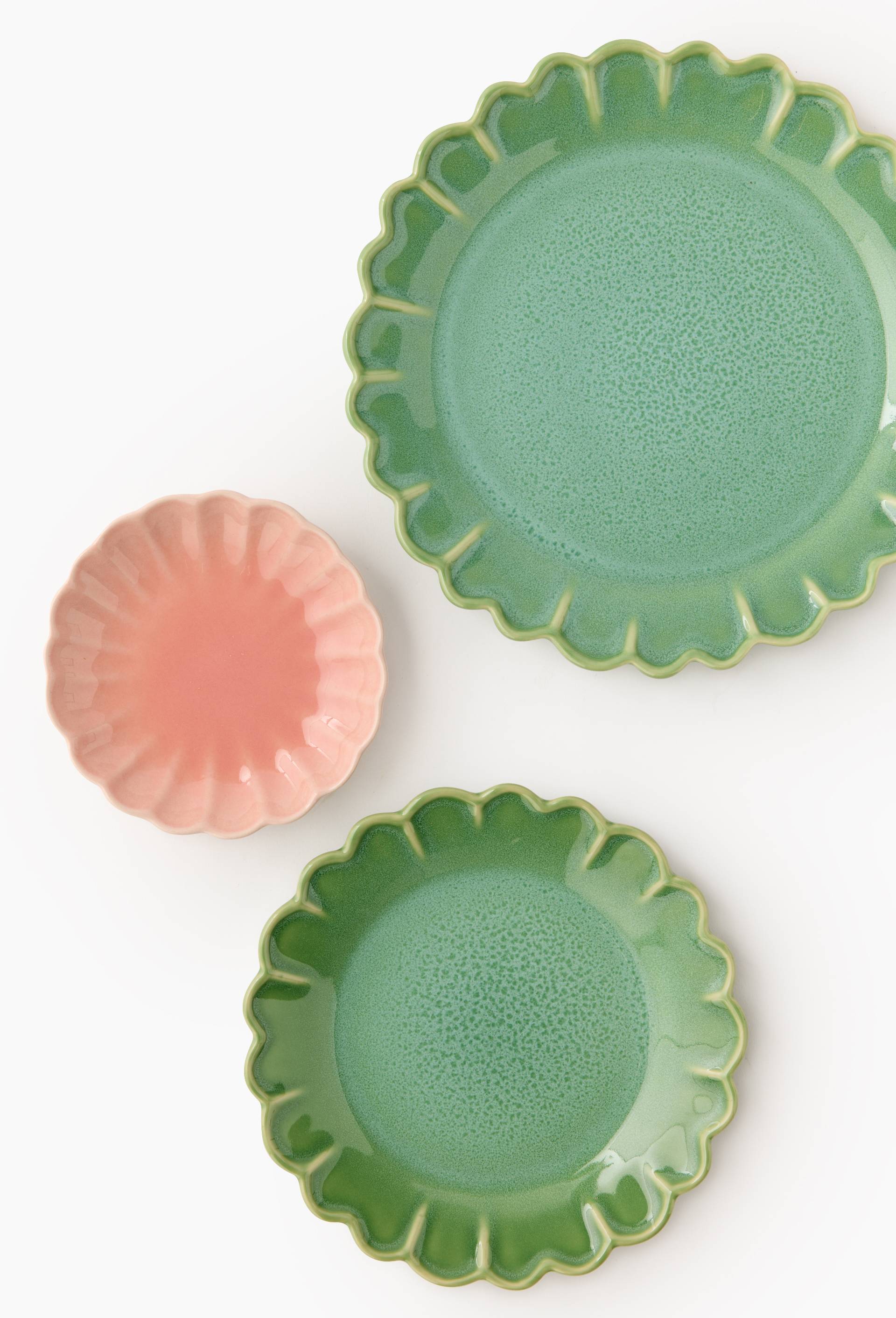 Assiette dessert fleur, 20cm, en c&eacute;ramique - MESTIZ x MONOPRIX, Vert, large image number 1