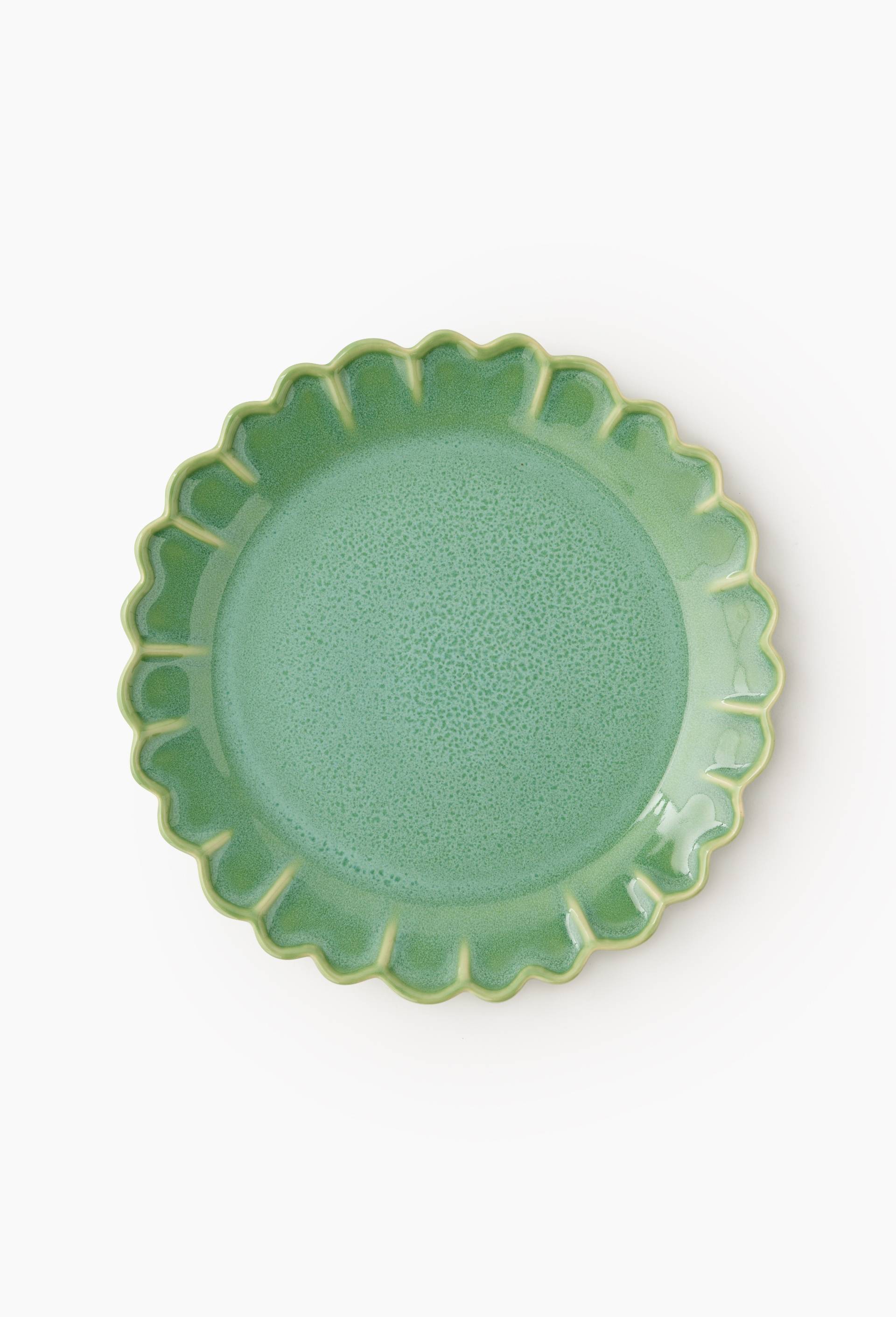 Assiette &agrave; d&icirc;ner fleur, 25cm, en c&eacute;ramique - MESTIZ x MONOPRIX, Vert, large image number 0