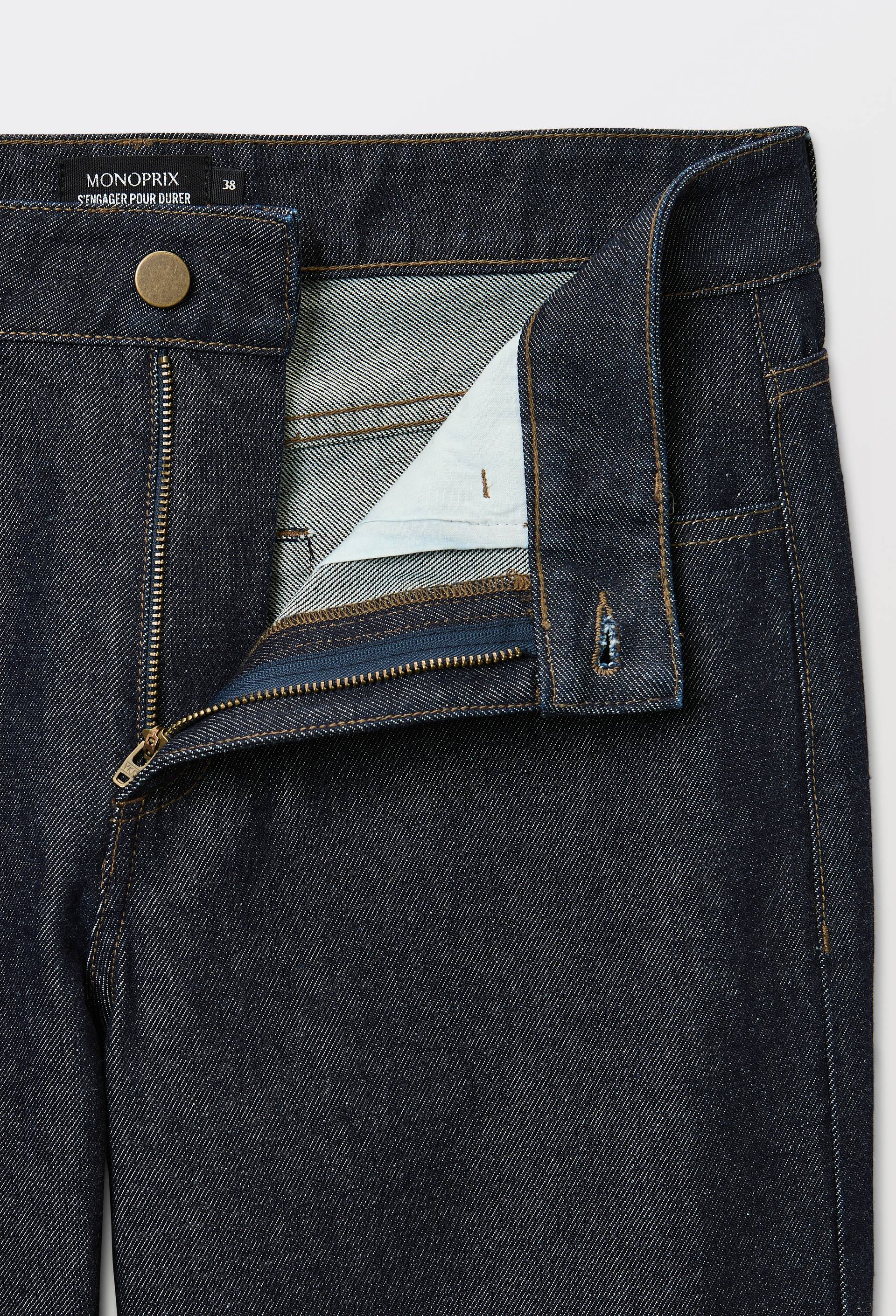 Jean droit &eacute;largi taille descendue, Bleu fonc&eacute;, large image number 4.0