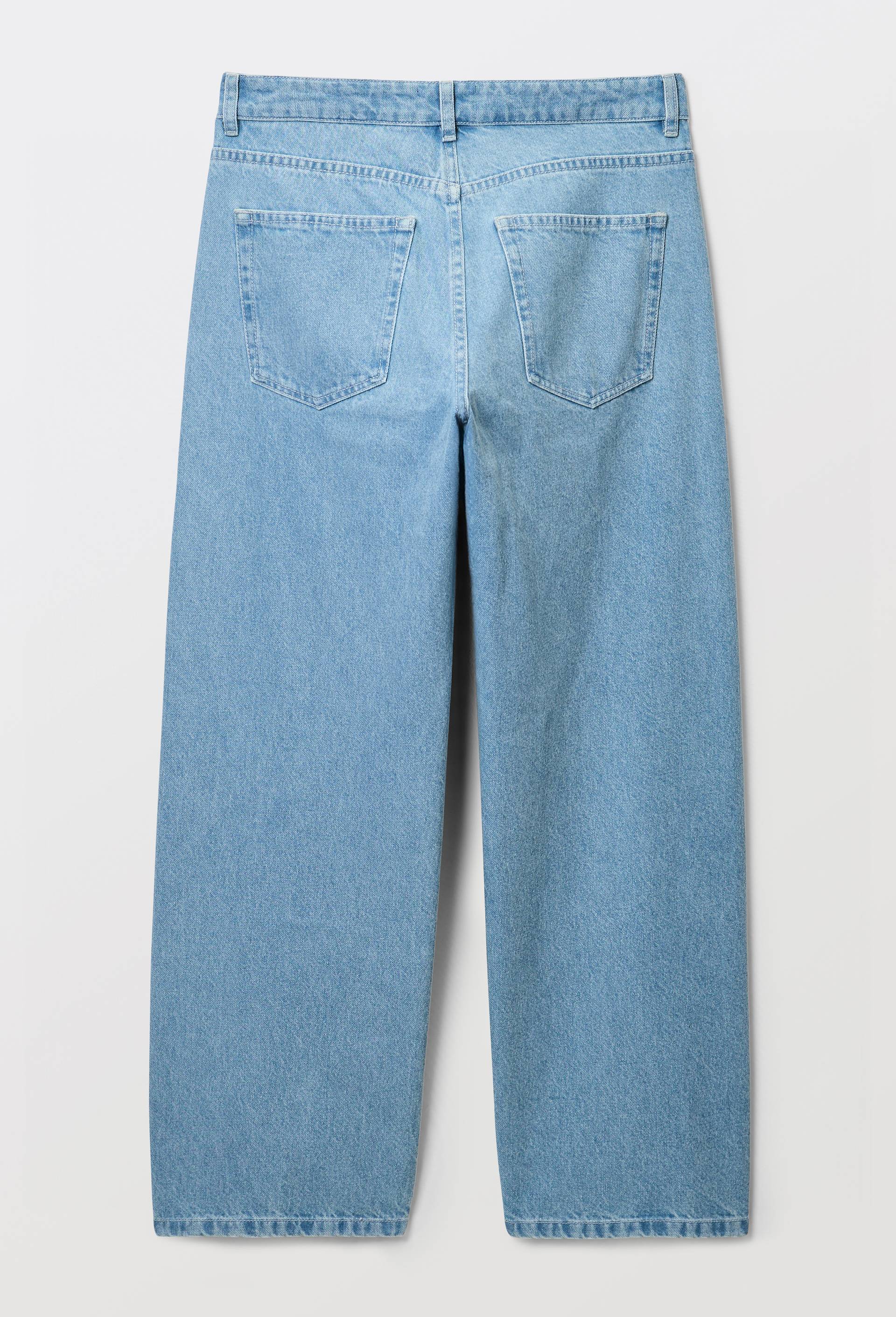 Jean droit &eacute;largi taille descendue, Bleu clair, large image number 3.0