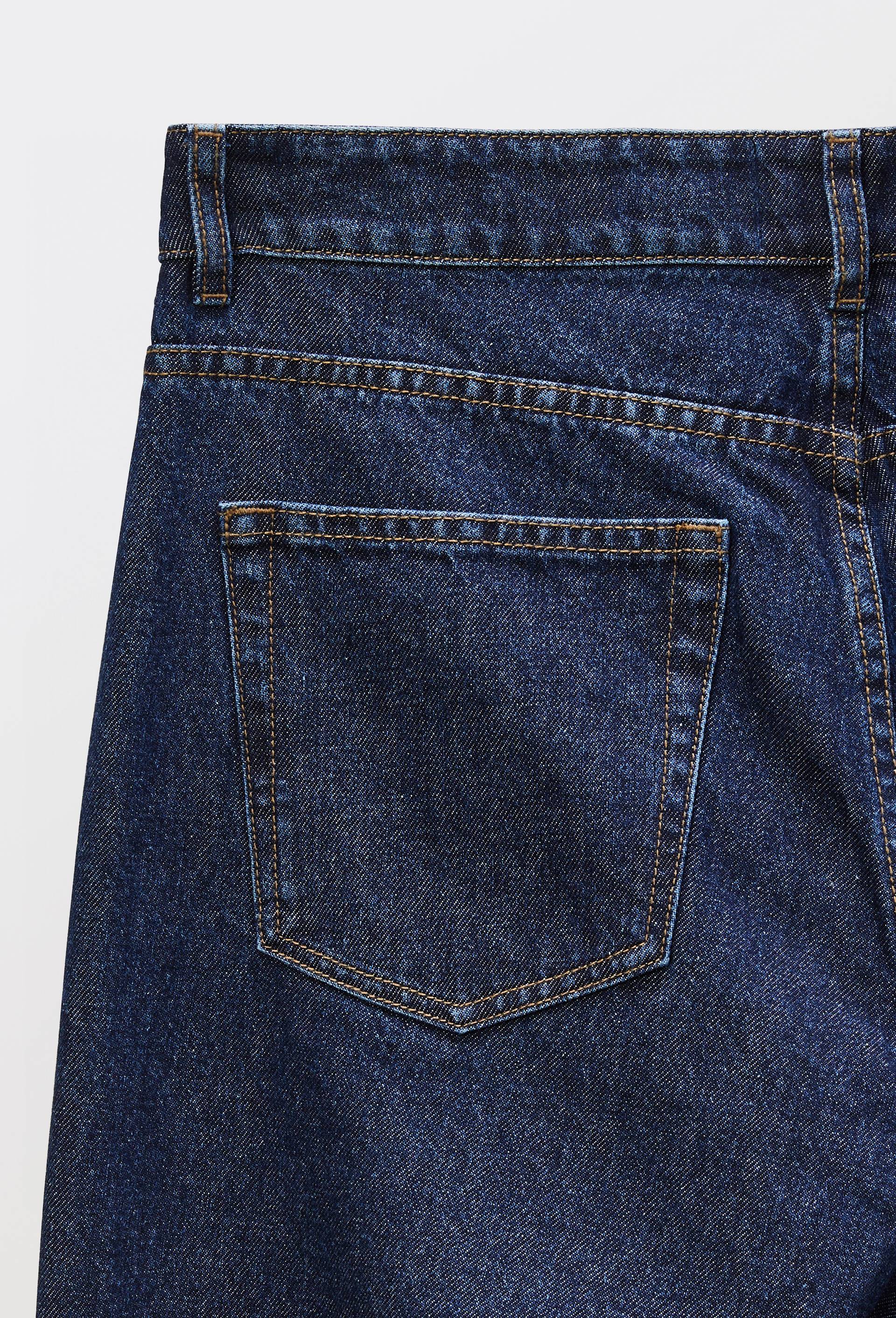 Jean droit &eacute;largi taille descendue, Bleu fonc&eacute;, large image number 5.0