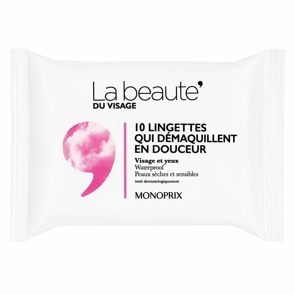 Les lingettes qui d&eacute;maquillent en douceur x10, Transparent, large image number 0.0