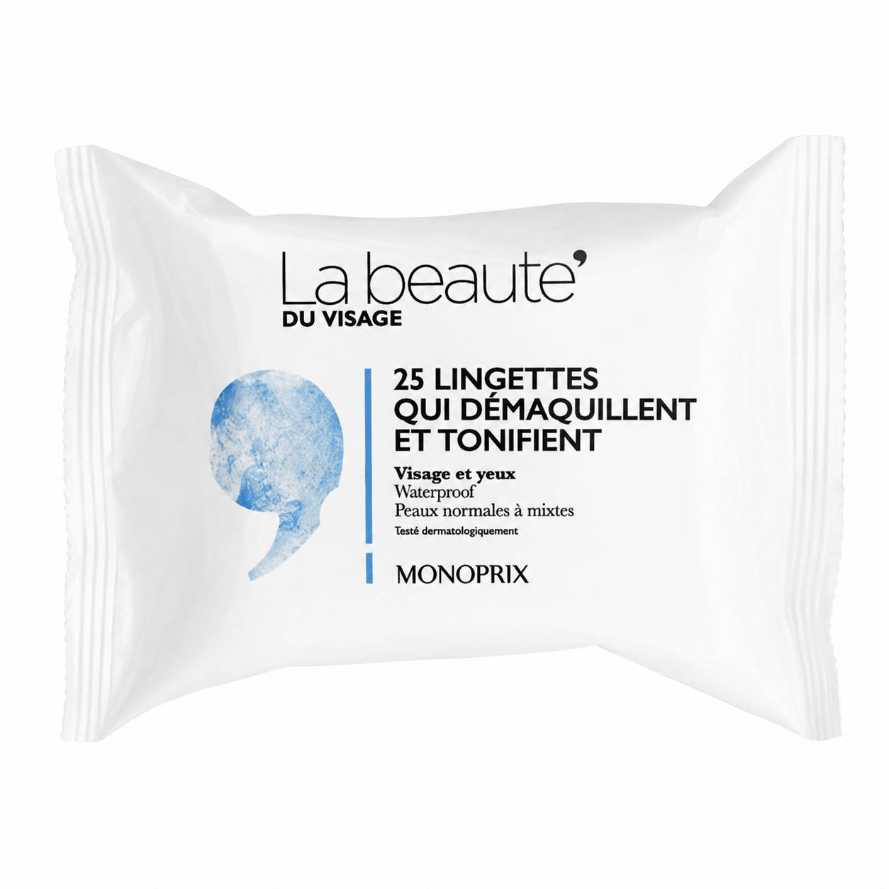 Les lingettes qui d&eacute;maquillent et tonifient x25, Transparent, large image number 0.0
