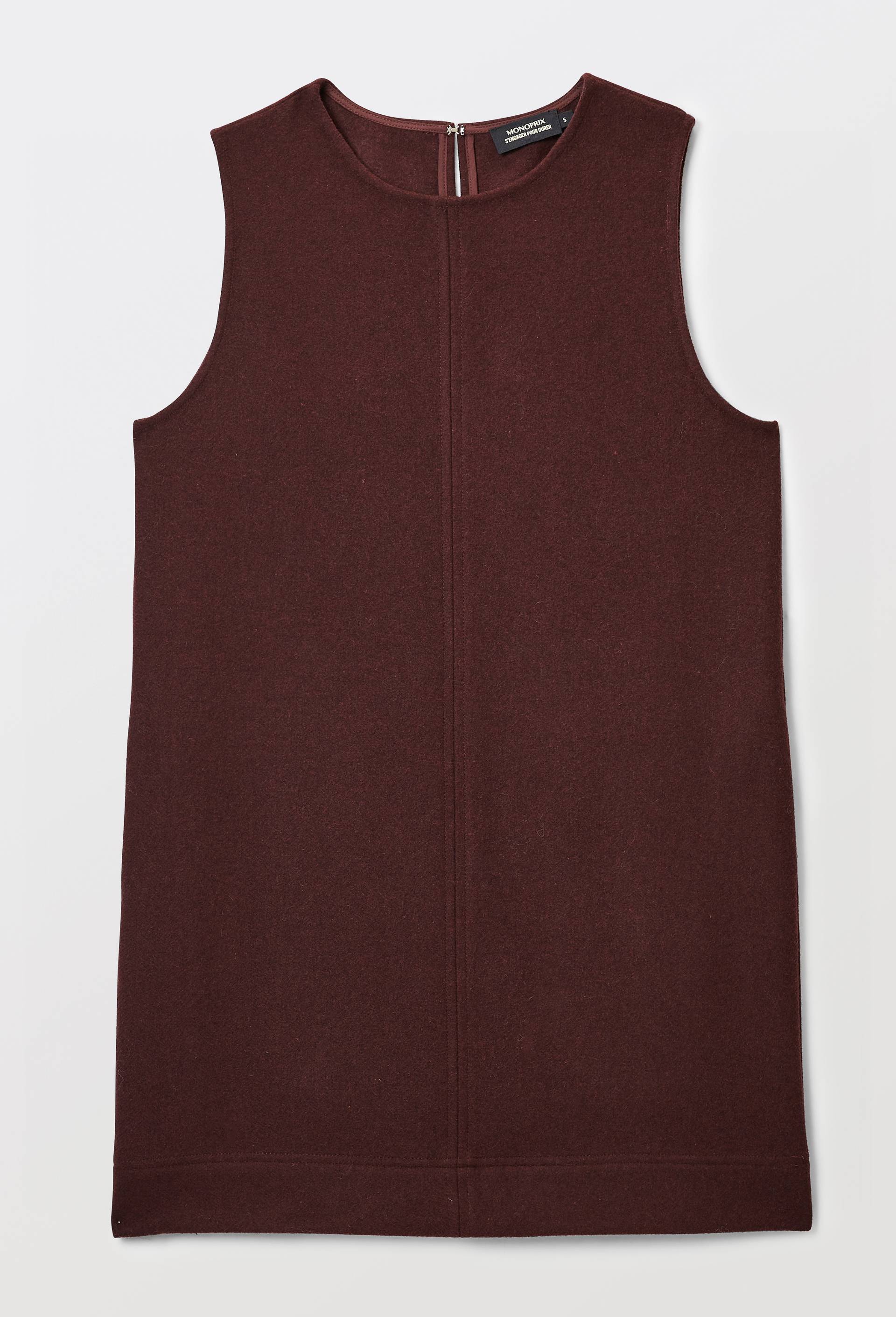 Robe courte unie contenant de la laine, Rouge fonc&eacute;, large image number 3.0