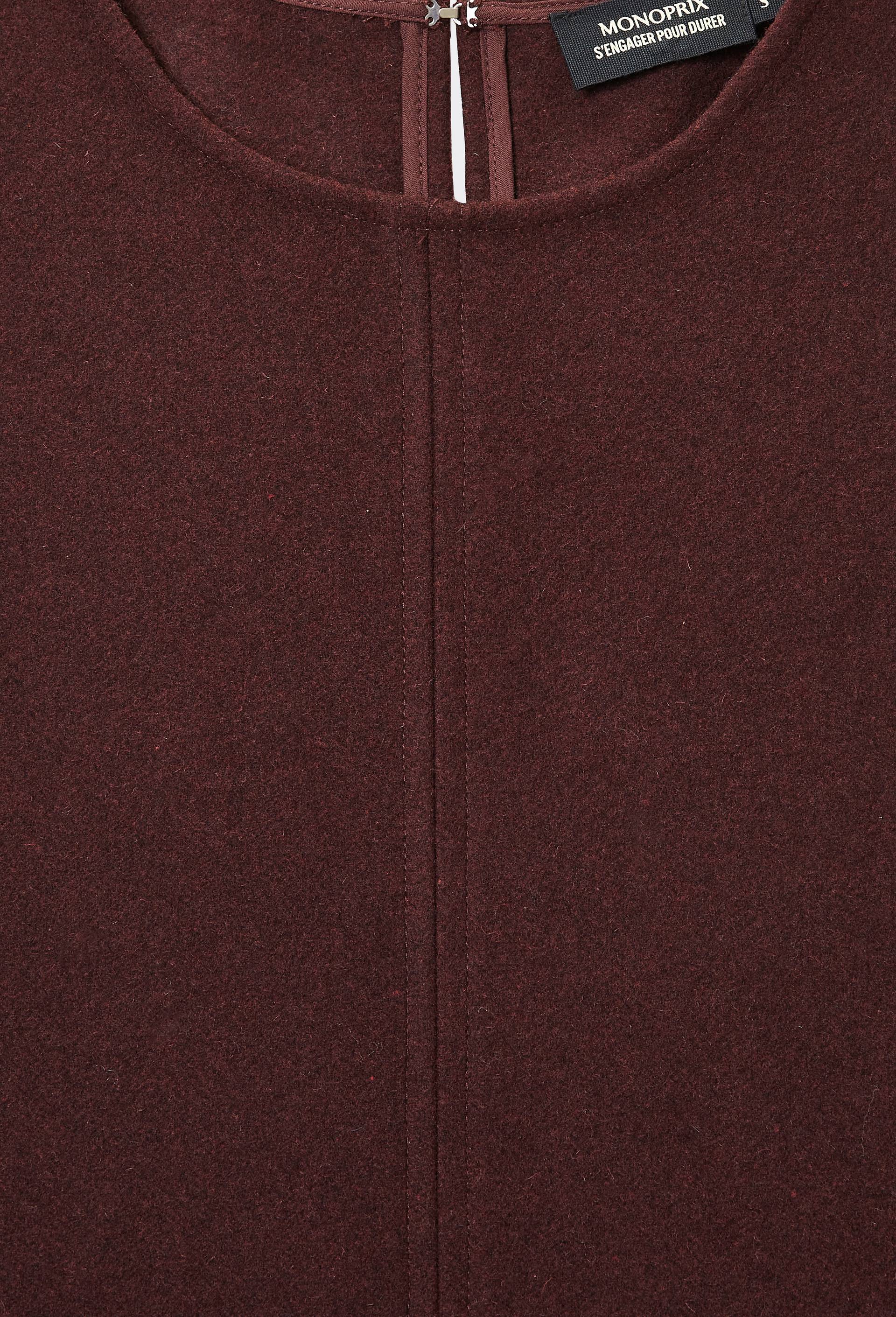 Robe courte unie contenant de la laine, Rouge fonc&eacute;, large image number 5.0