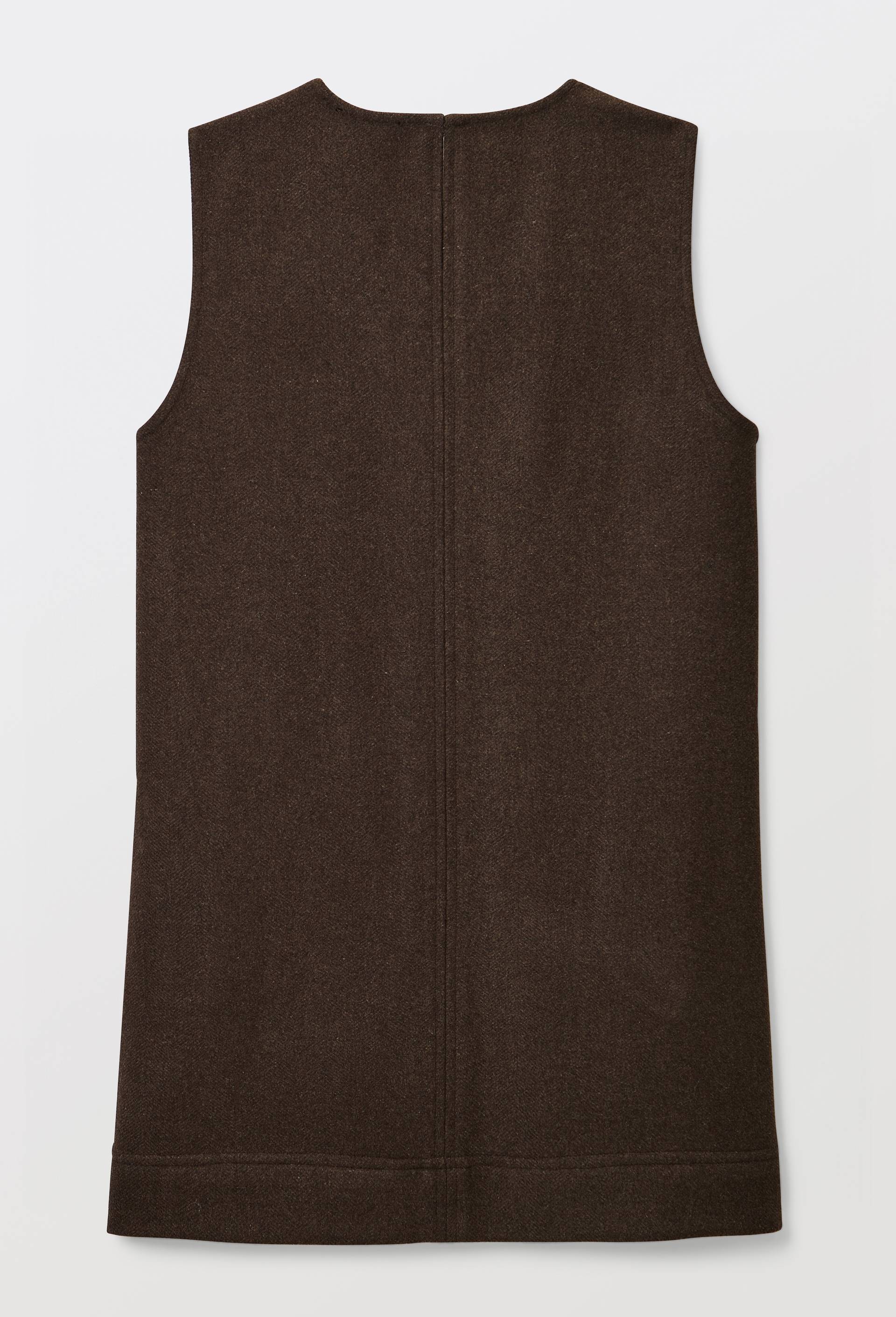 Robe courte unie contenant de la laine, Brun fonc&eacute;, large image number 3