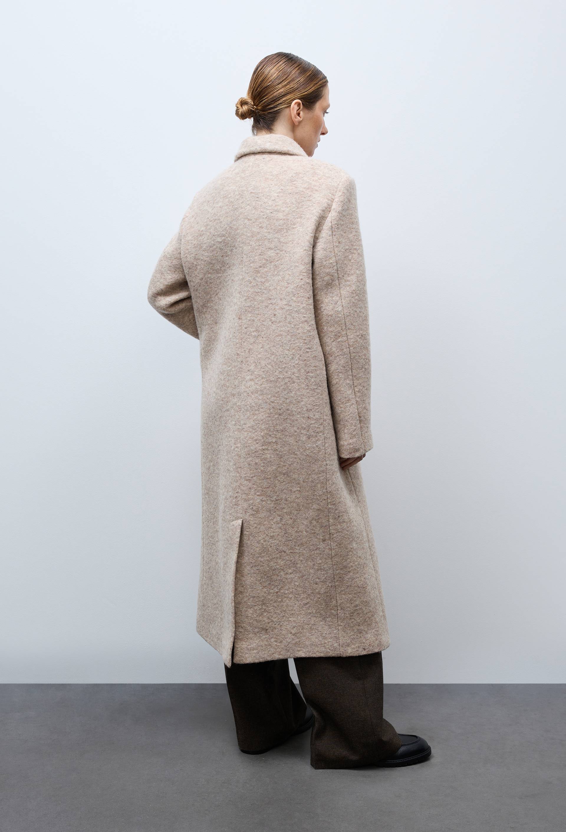 Manteau uni double boutonnage contenant de la laine, Beige clair, large image number 1