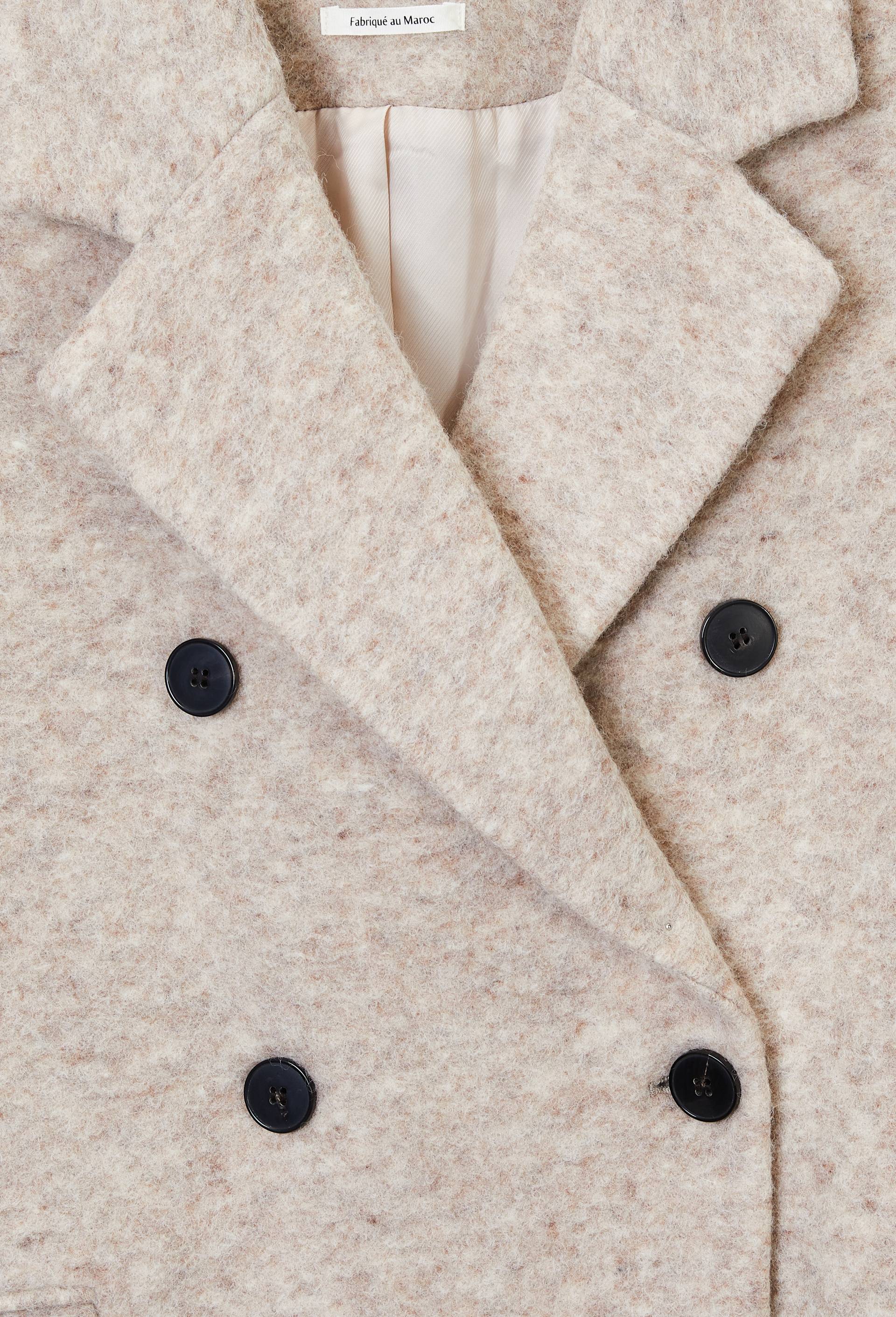 Manteau uni double boutonnage contenant de la laine, Beige clair, large image number 4.0