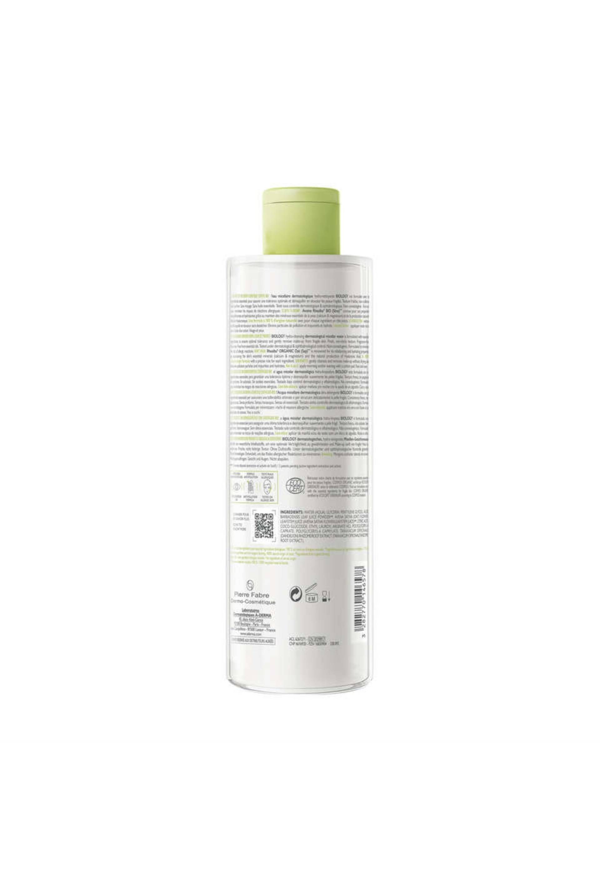 Biology eau micellaire dermatologique hydra nettoyante - certifi&eacute; bio, Transparent, large image number 1.0