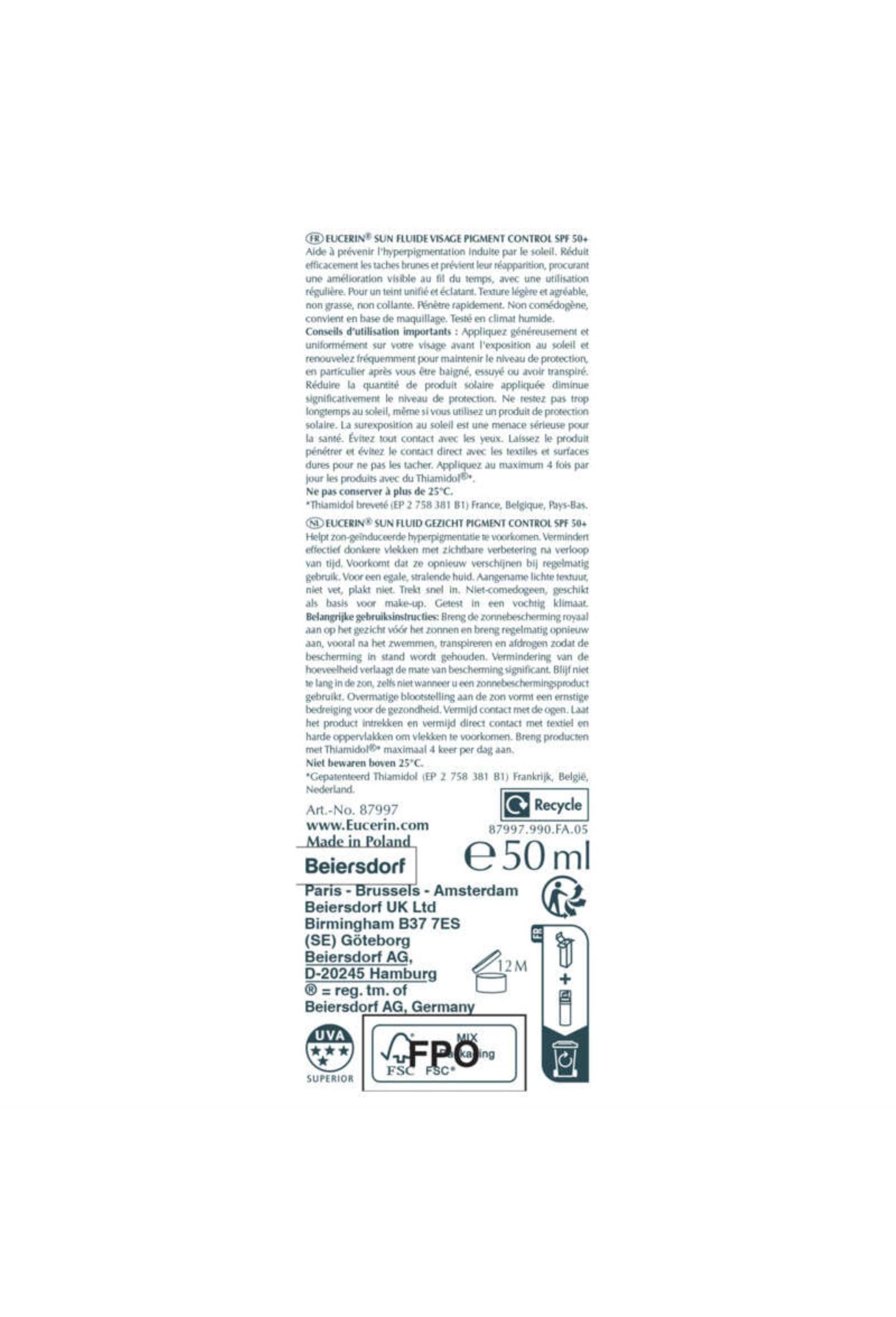 Pigment control fluide solaire spf50+, Transparent, large image number 1.0